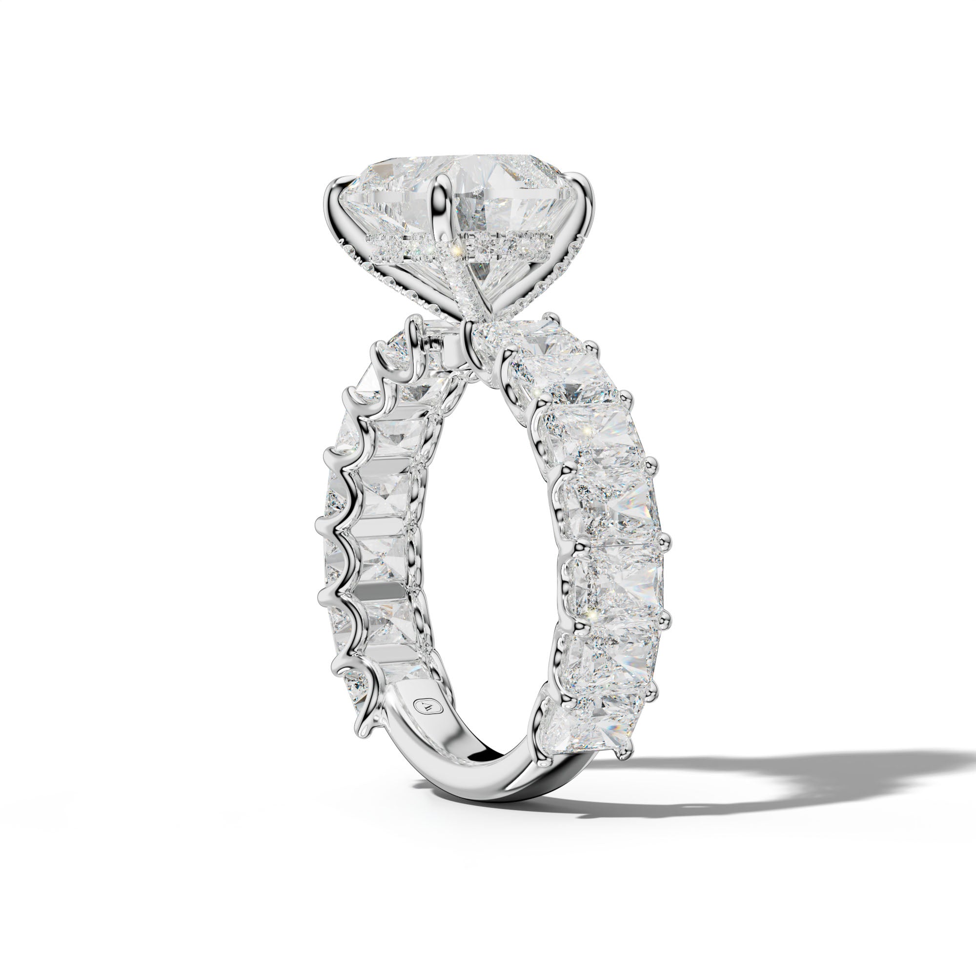Catalina Heart Diamond Engagement Ring With Radiant Side Stones