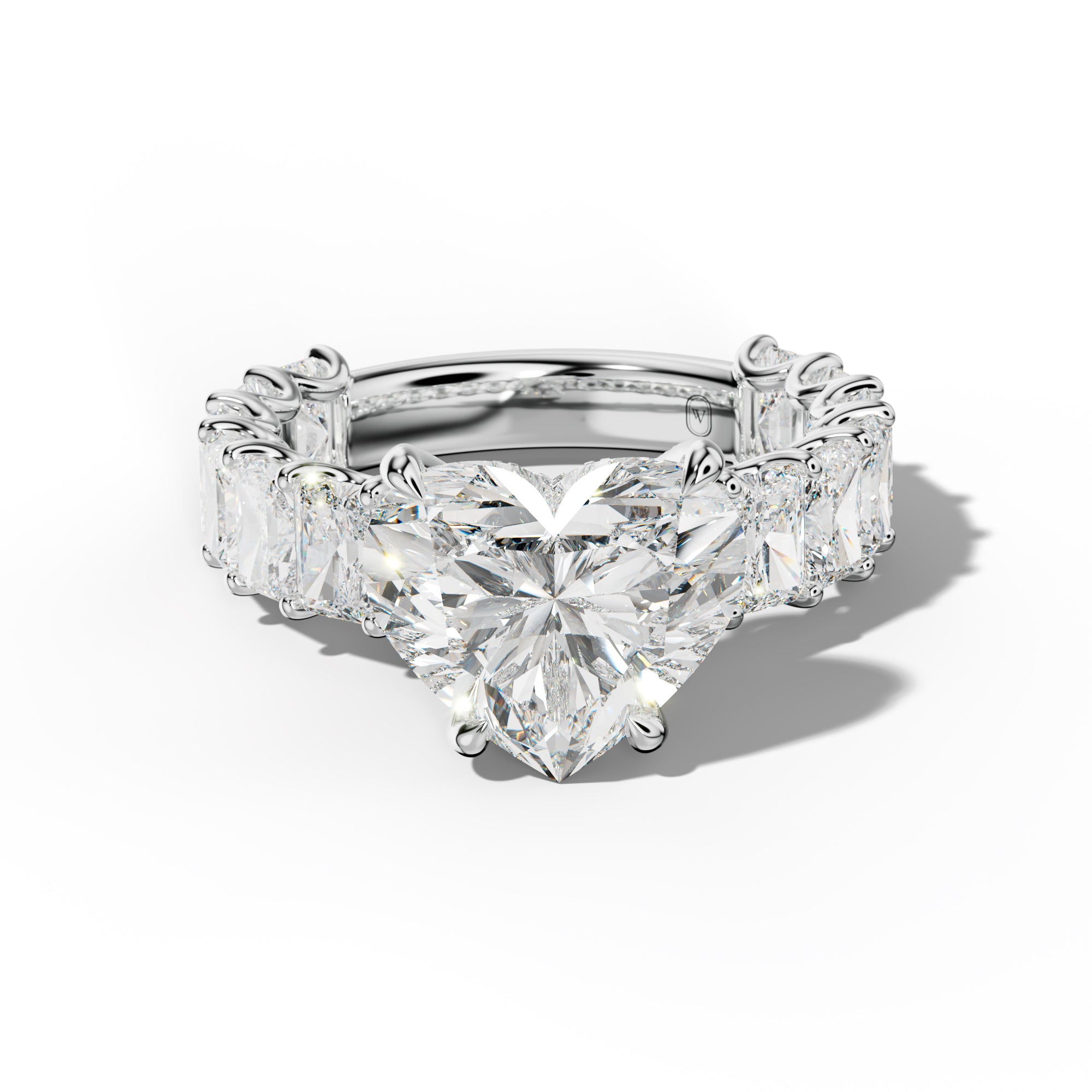 Catalina Heart Diamond Engagement Ring With Radiant Side Stones