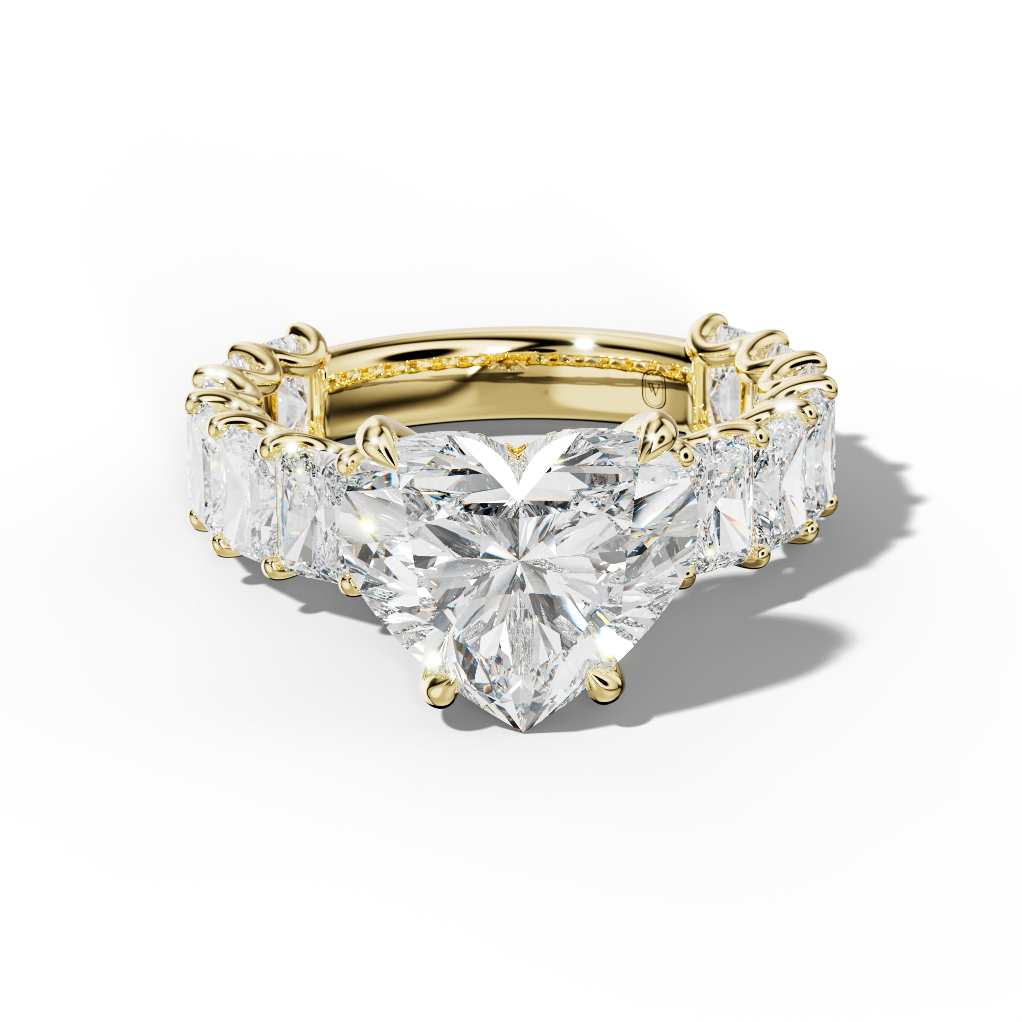 Catalina Heart Diamond Engagement Ring With Radiant Side Stones