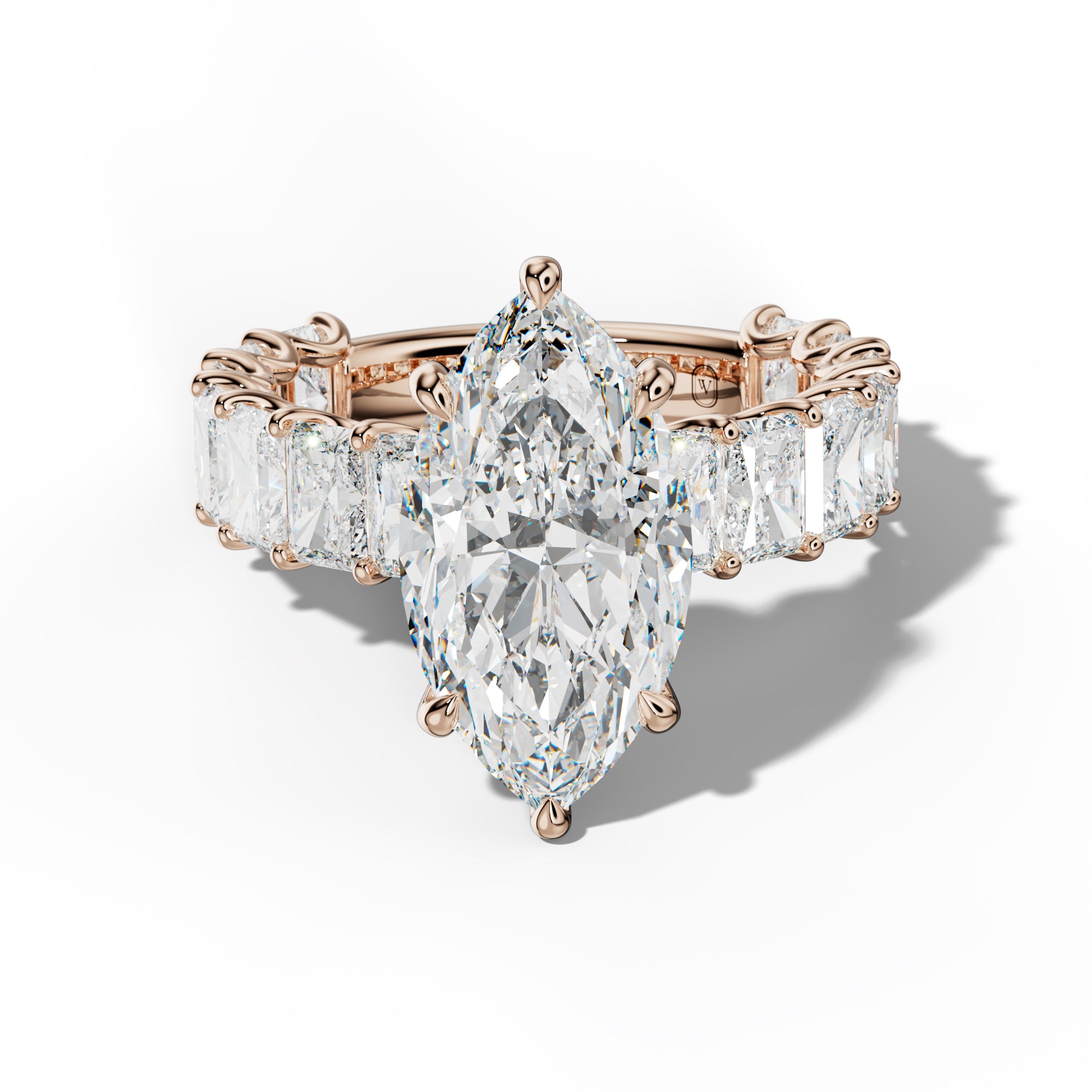 Catalina Marquise Diamond Engagement Ring With Radiant Side Stones