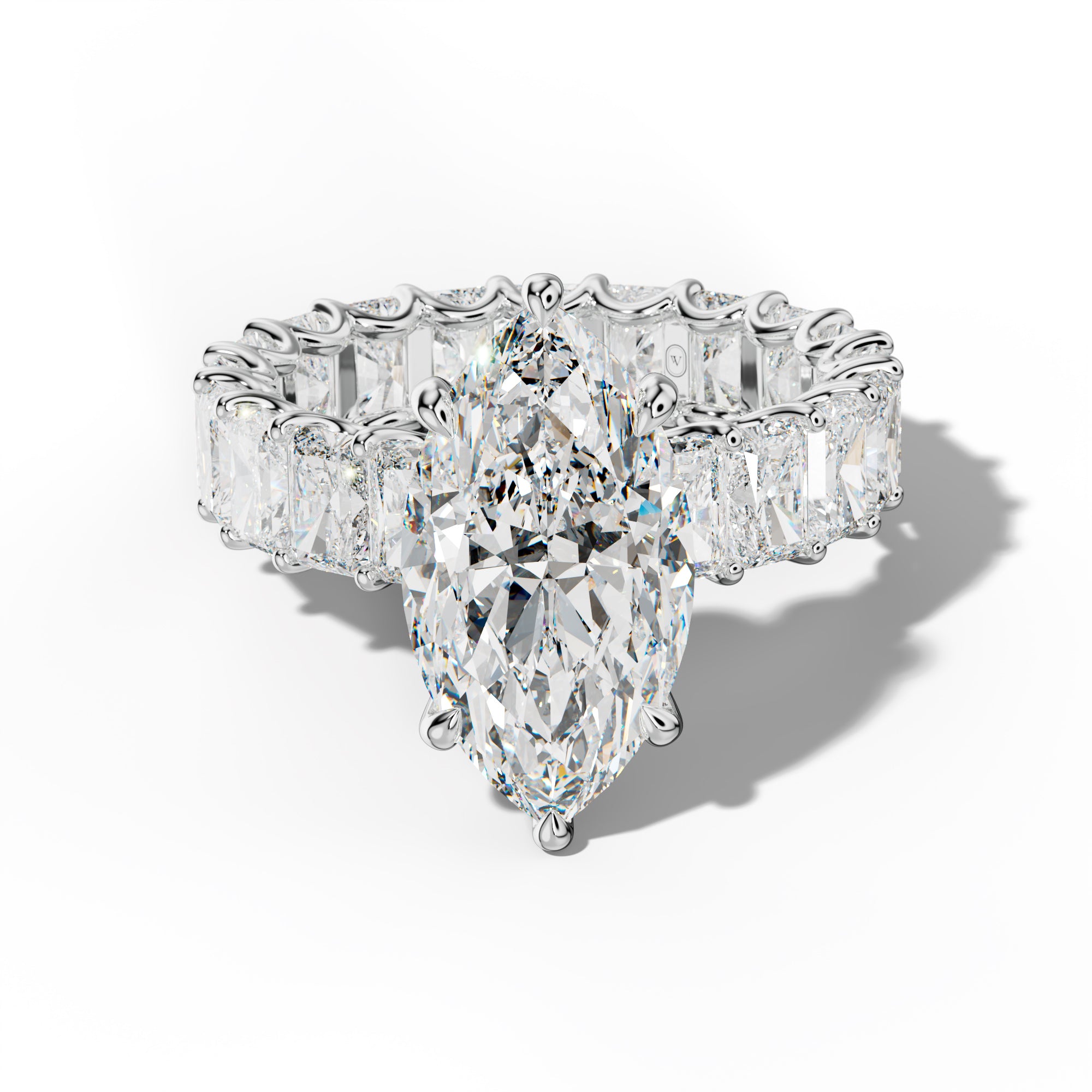Parker Marquise Diamond Engagement Ring With Radiant Side Stones