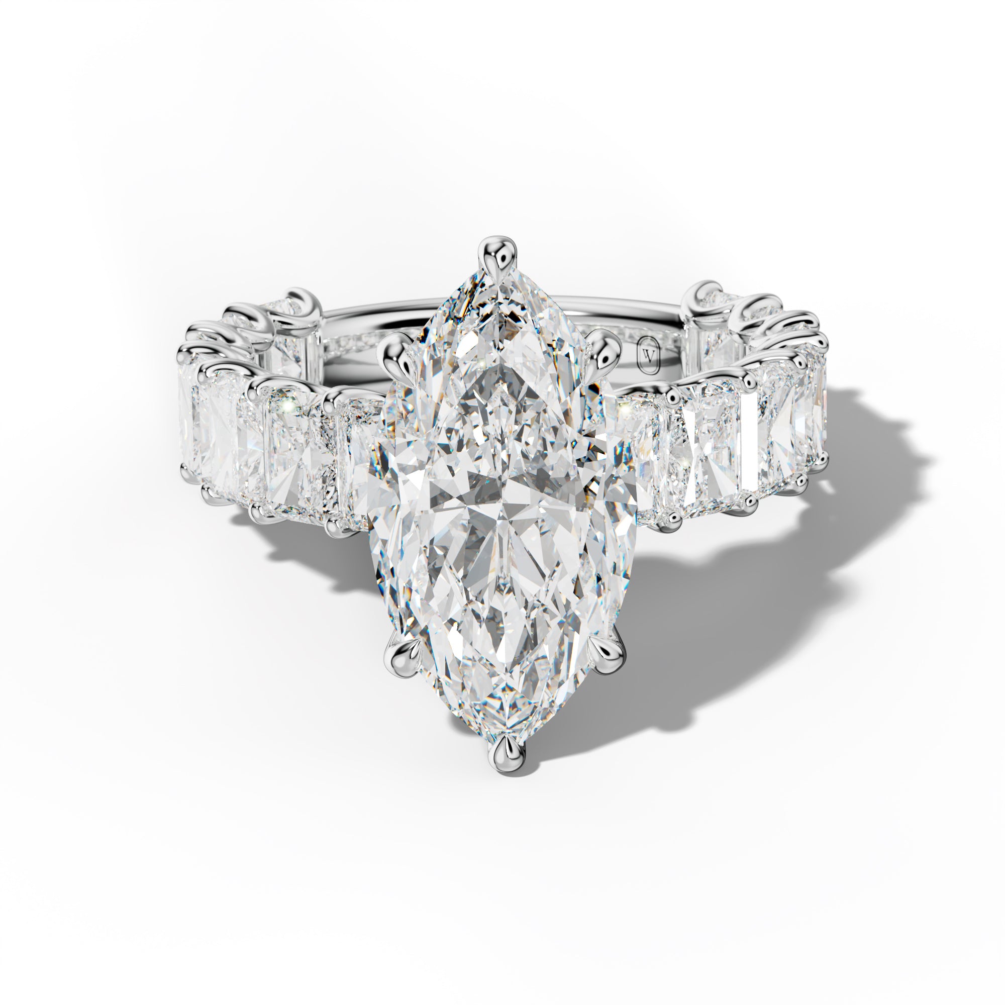 Catalina Marquise Diamond Engagement Ring With Radiant Side Stones