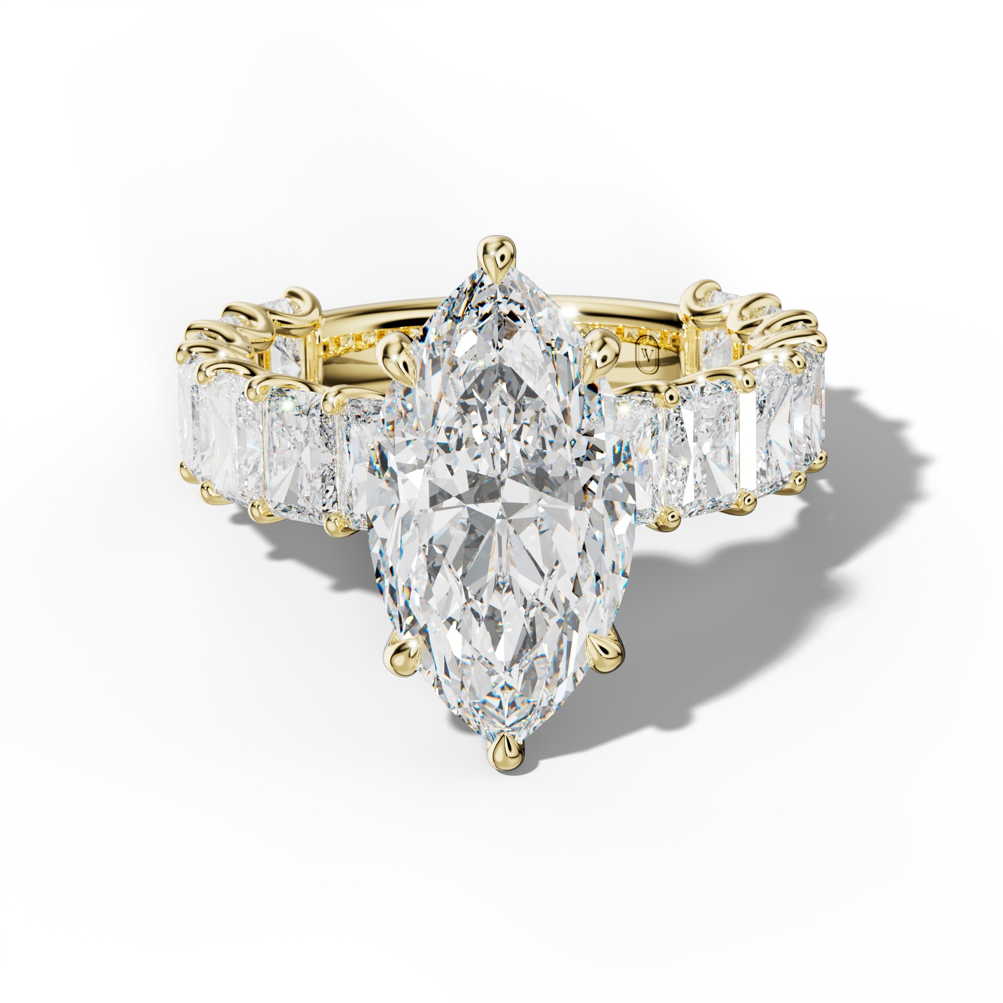 Catalina Marquise Diamond Engagement Ring With Radiant Side Stones