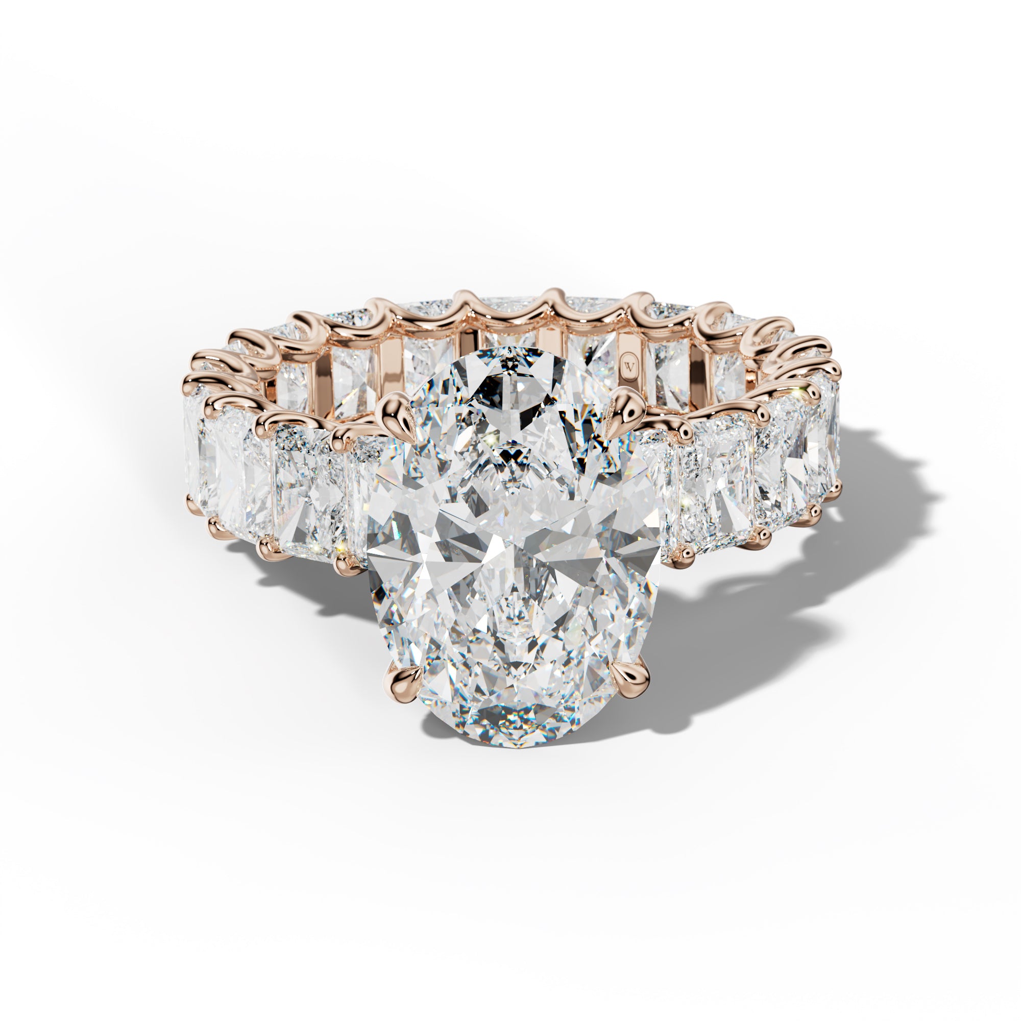 Parker Oval Diamond Engagement Ring With Radiant Side Stones