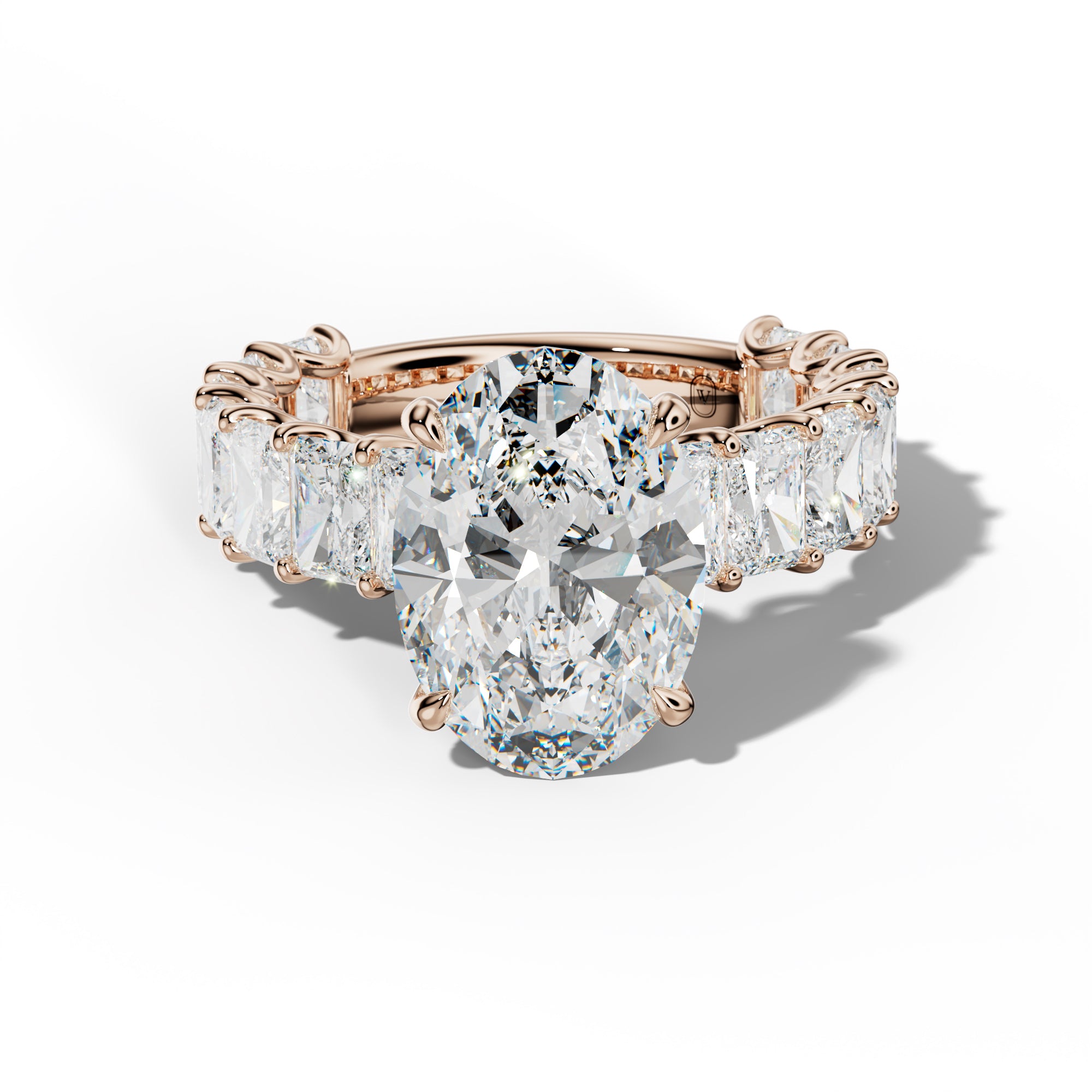 Catalina Oval Diamond Engagement Ring With Radiant Side Stones