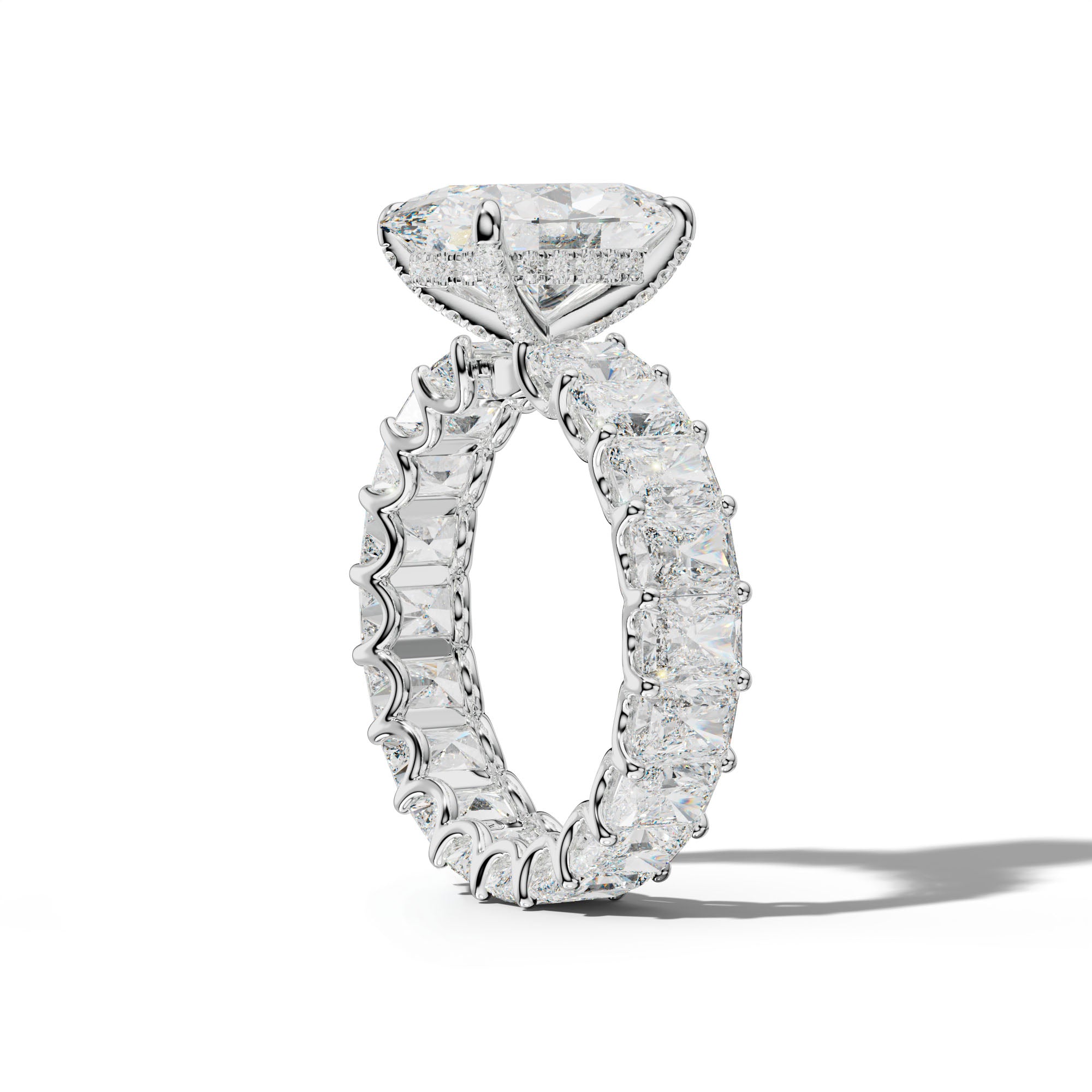 Parker Oval Diamond Engagement Ring With Radiant Side Stones