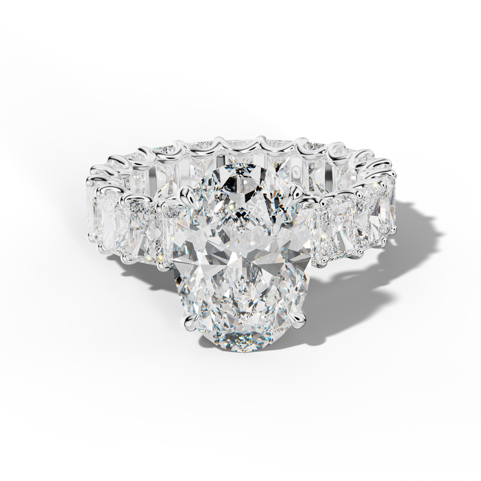 Parker Oval Diamond Engagement Ring With Radiant Side Stones