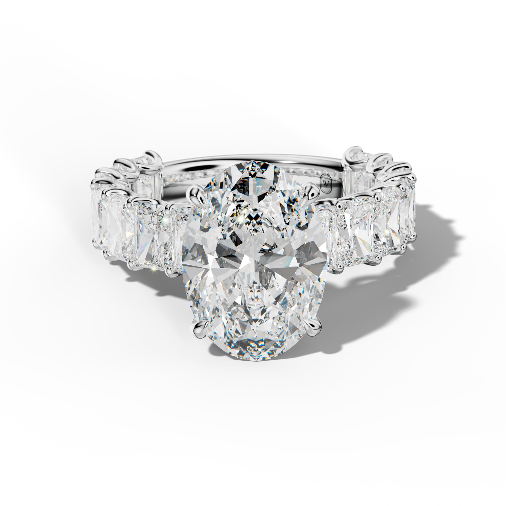 Catalina Oval Diamond Engagement Ring With Radiant Side Stones