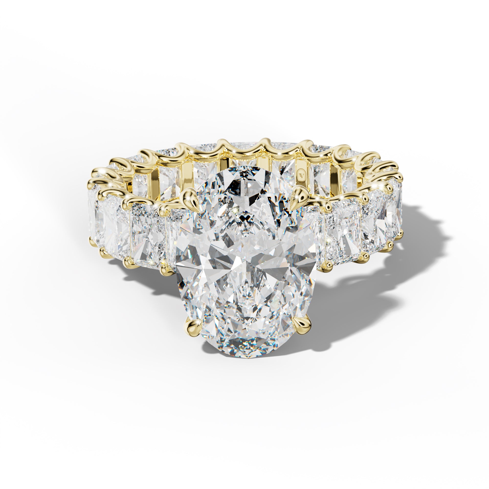 Parker Oval Diamond Engagement Ring With Radiant Side Stones