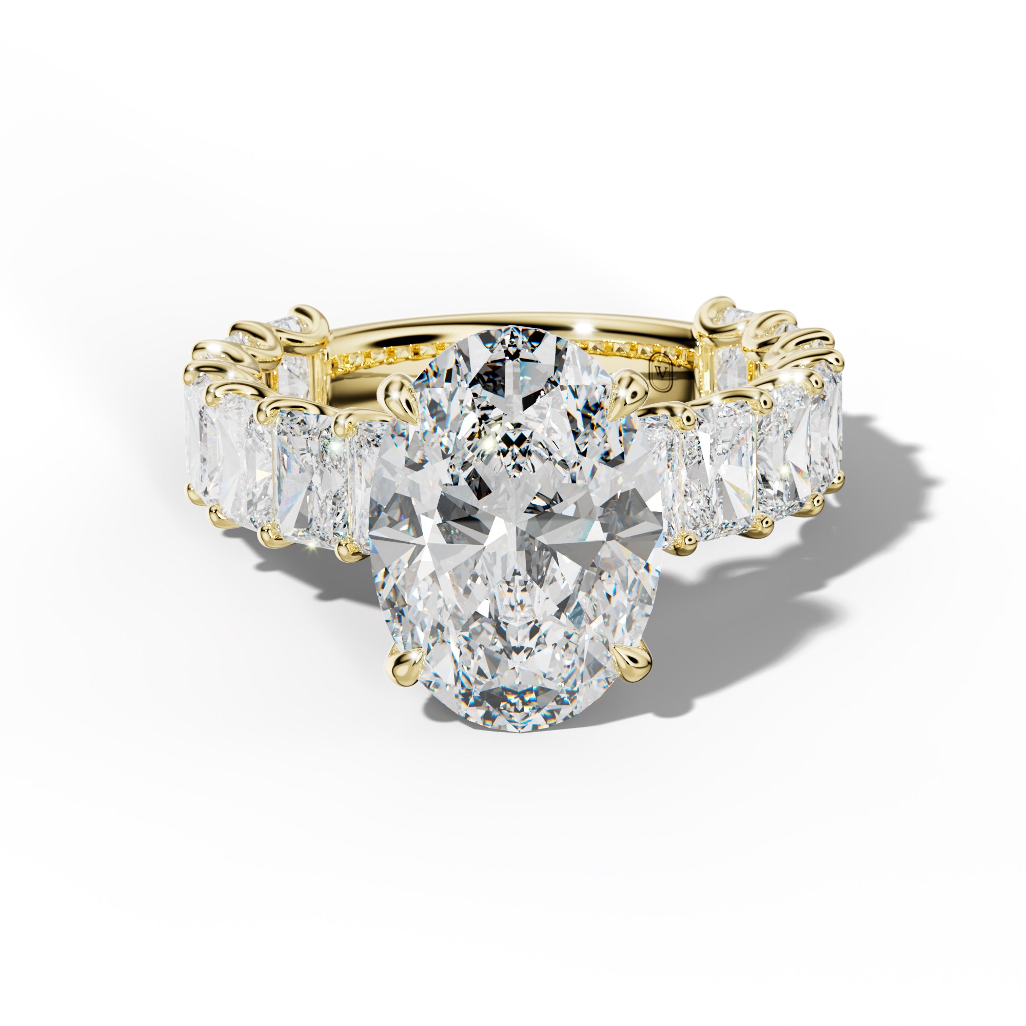 Catalina Oval Diamond Engagement Ring With Radiant Side Stones