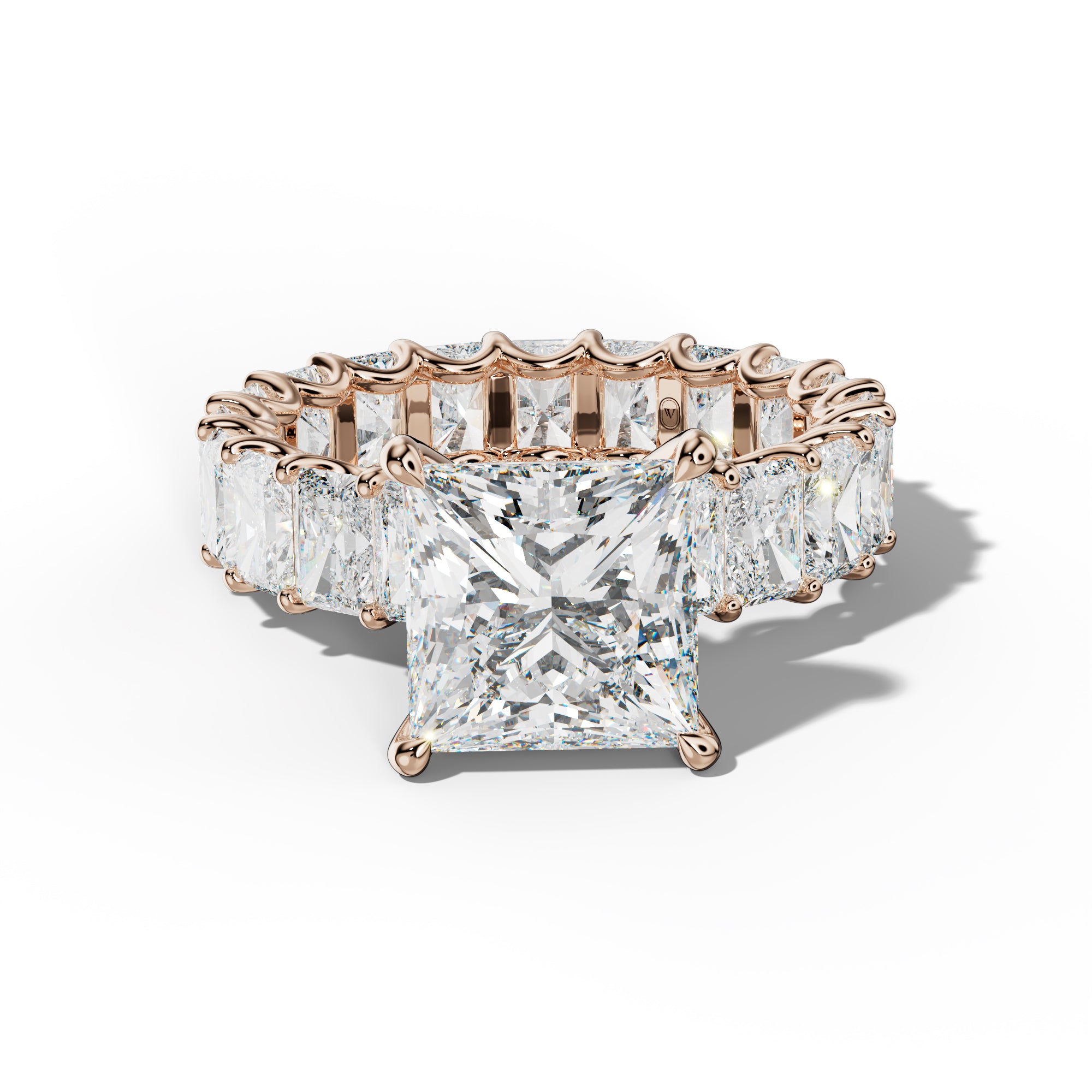 Parker Princess Cut Engagement Ring With Radiant Side Stones