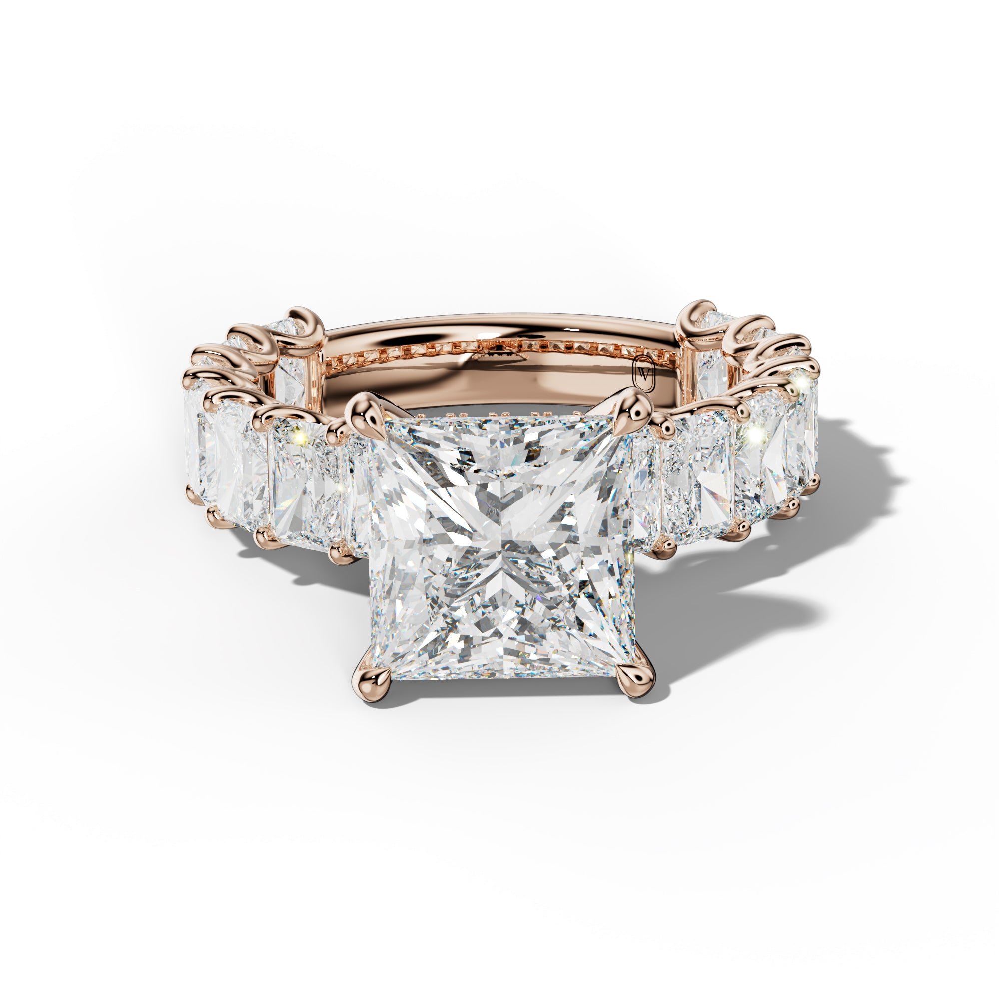 Catalina Princess Cut Engagement Ring With Radiant Side Stones
