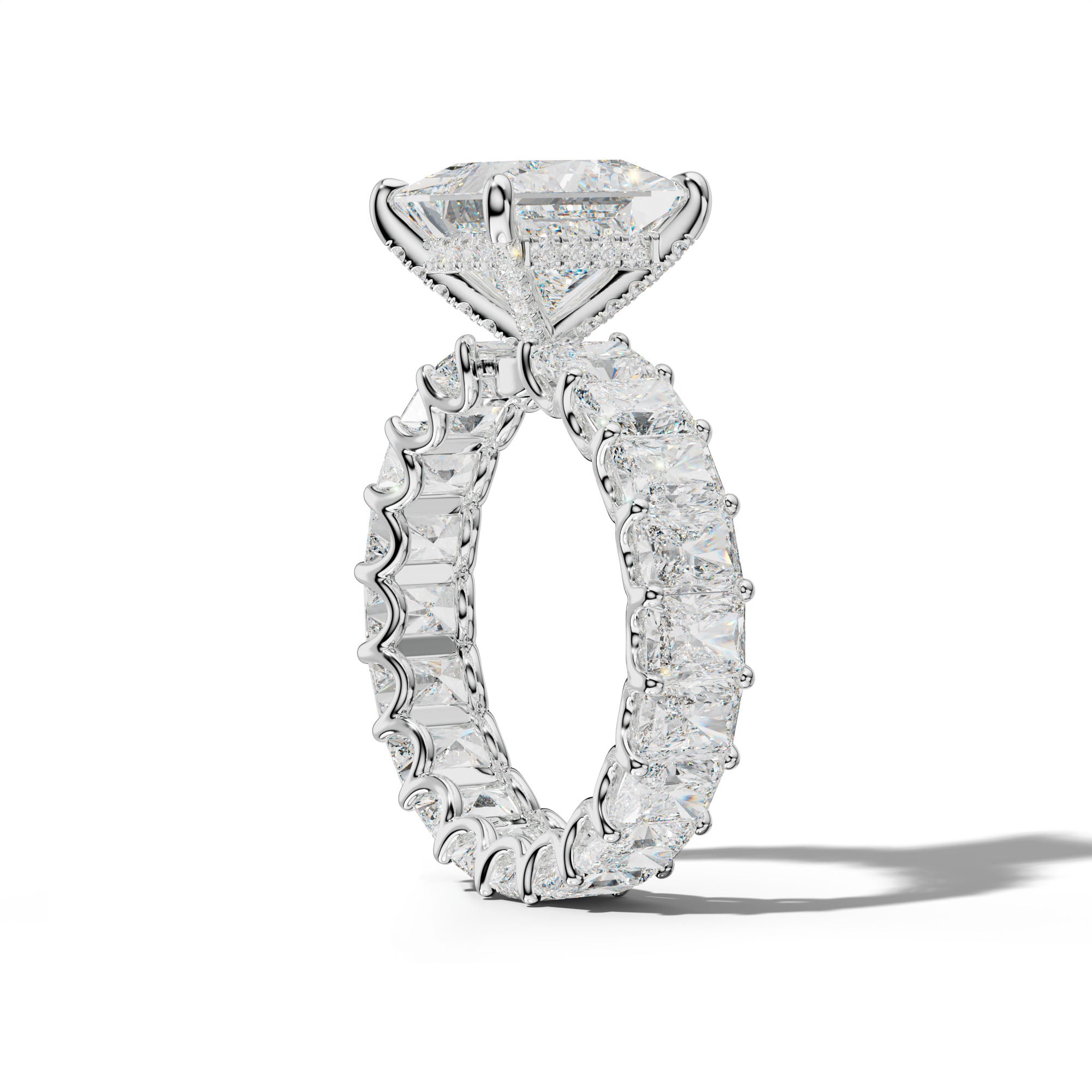 Parker Princess Cut Engagement Ring With Radiant Side Stones