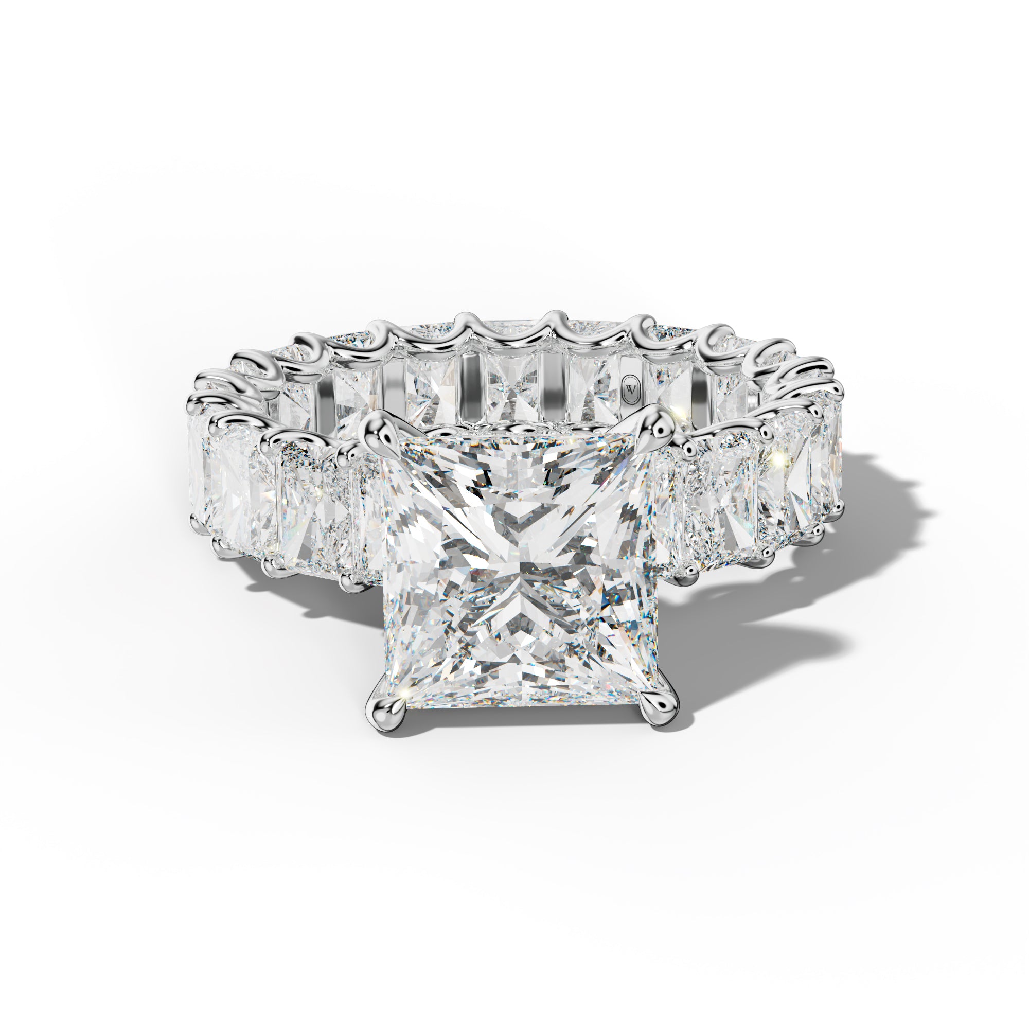 Parker Princess Cut Engagement Ring With Radiant Side Stones