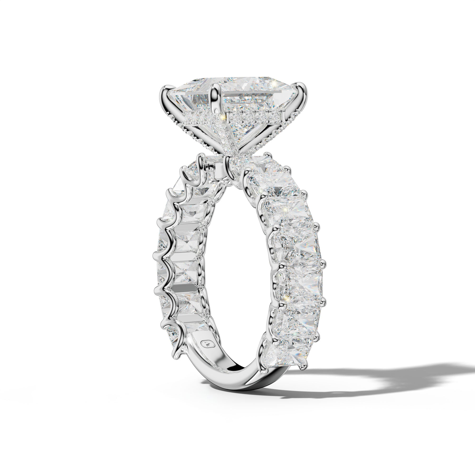 Catalina Princess Cut Engagement Ring With Radiant Side Stones