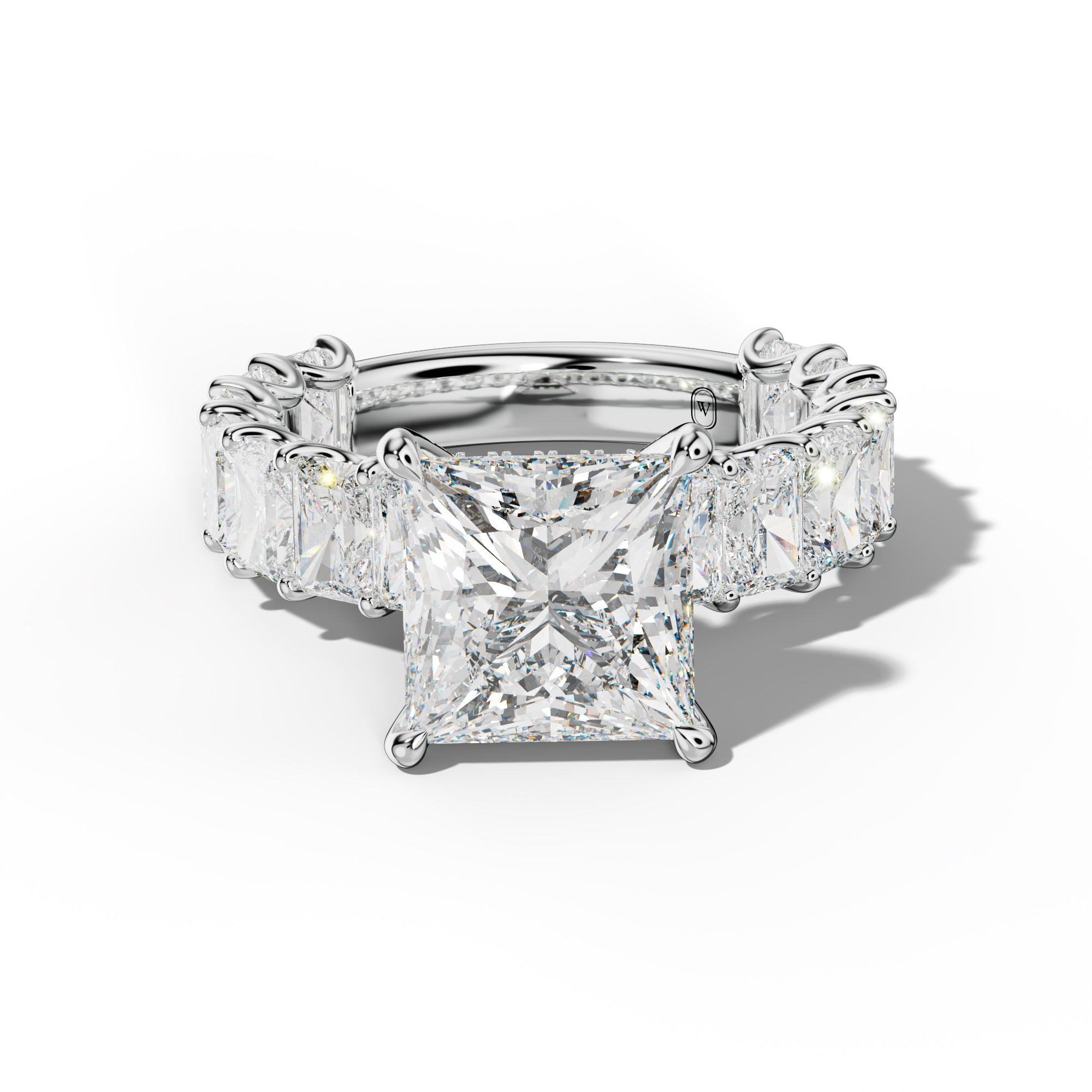 Catalina Princess Cut Engagement Ring With Radiant Side Stones