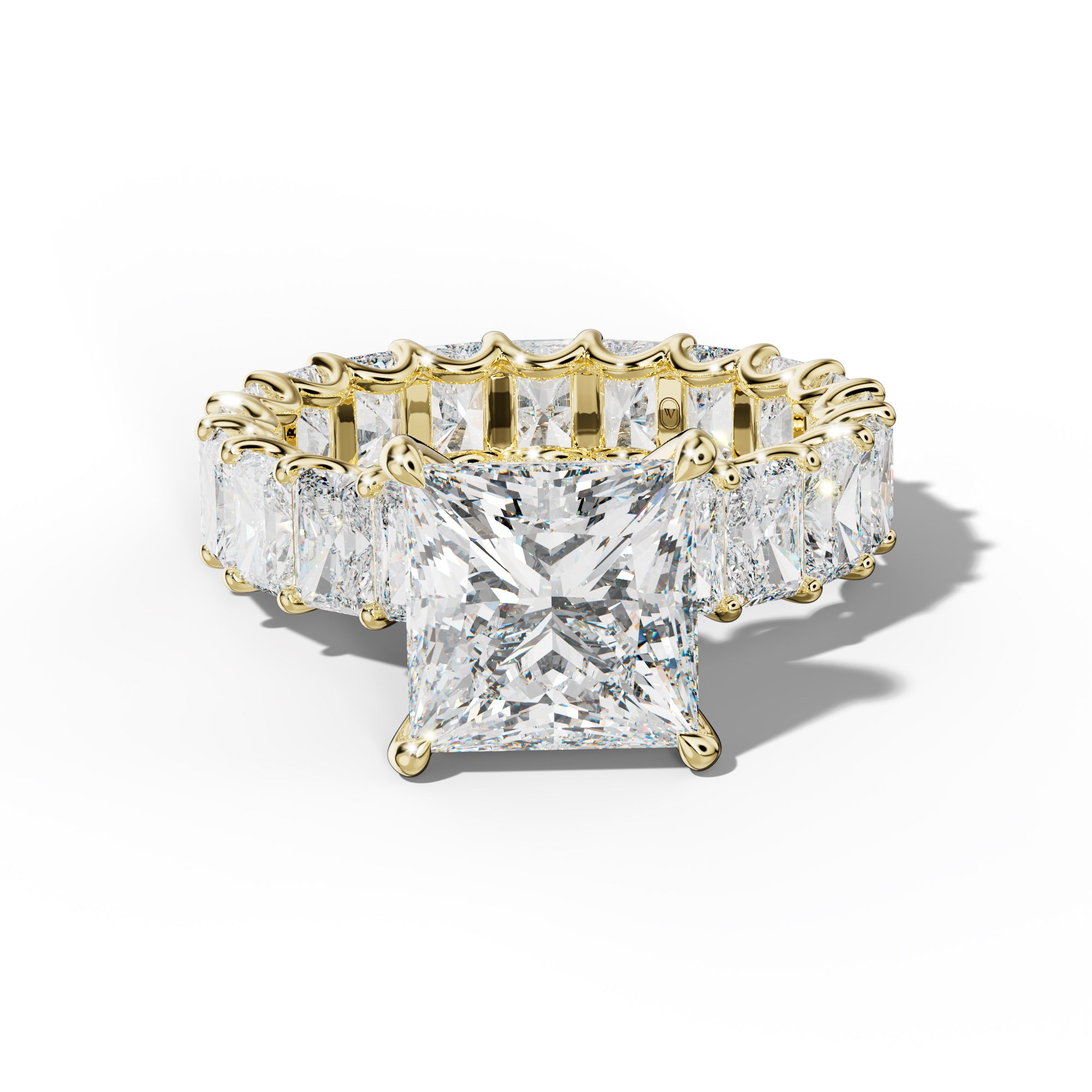 Parker Princess Cut Engagement Ring With Radiant Side Stones