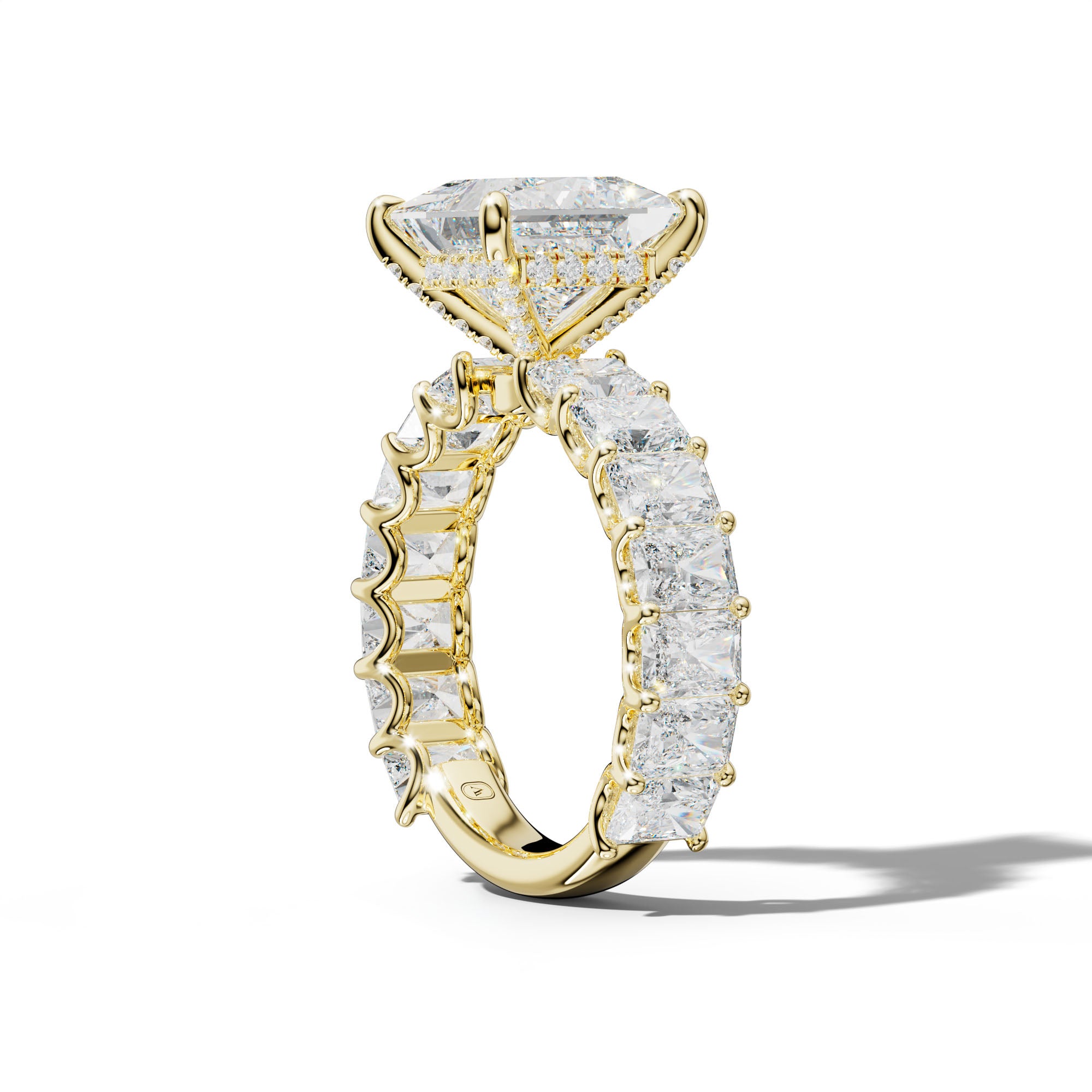 Catalina Princess Cut Engagement Ring With Radiant Side Stones
