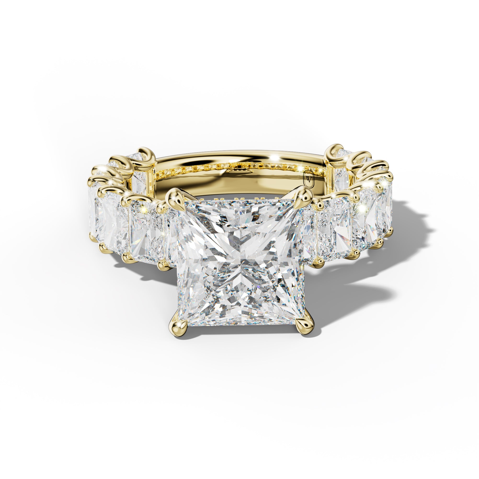 Catalina Princess Cut Engagement Ring With Radiant Side Stones
