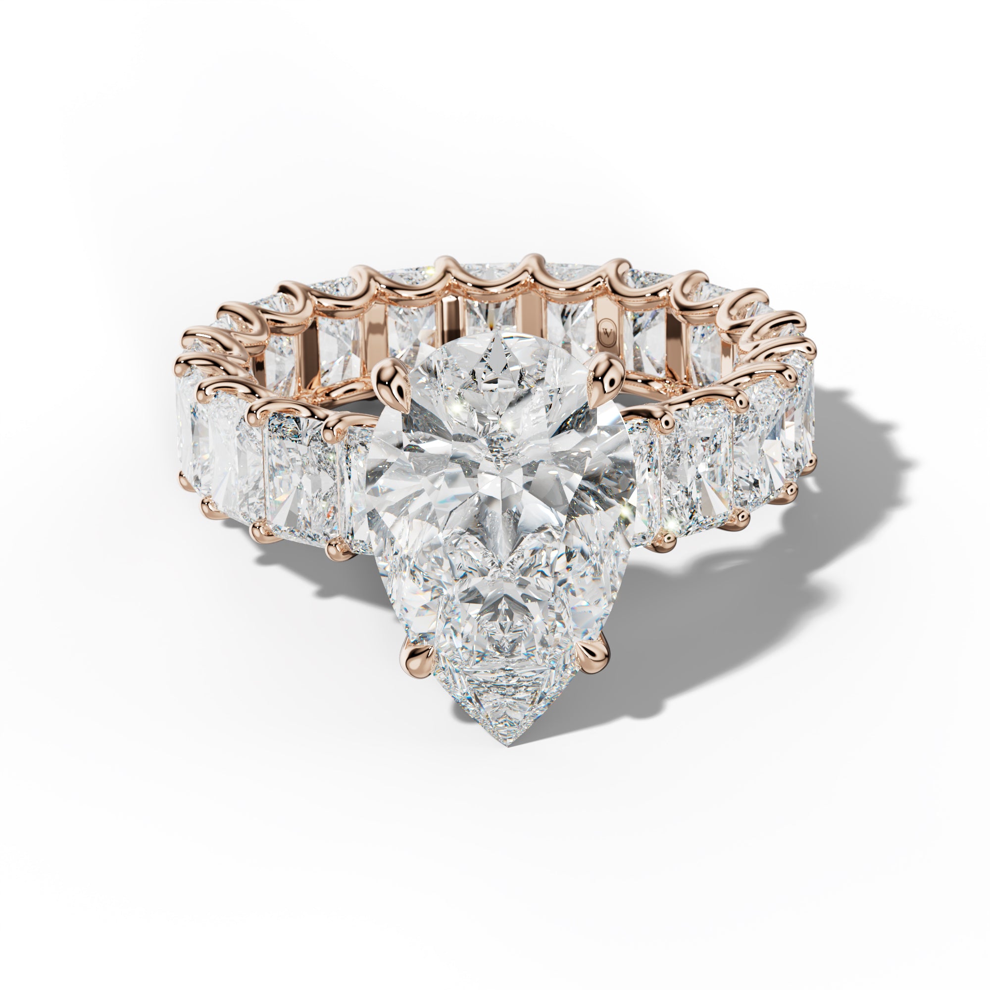 Parker Pear Shape Engagement Ring With Radiant Side Stones
