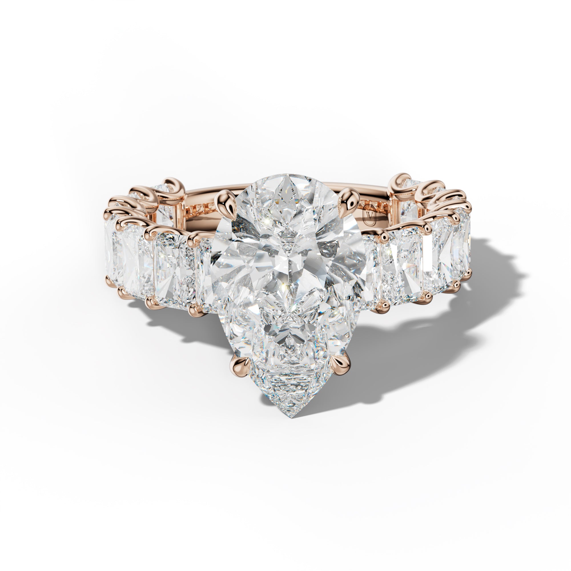 Catalina Pear Shape Engagement Ring With Radiant Side Stones