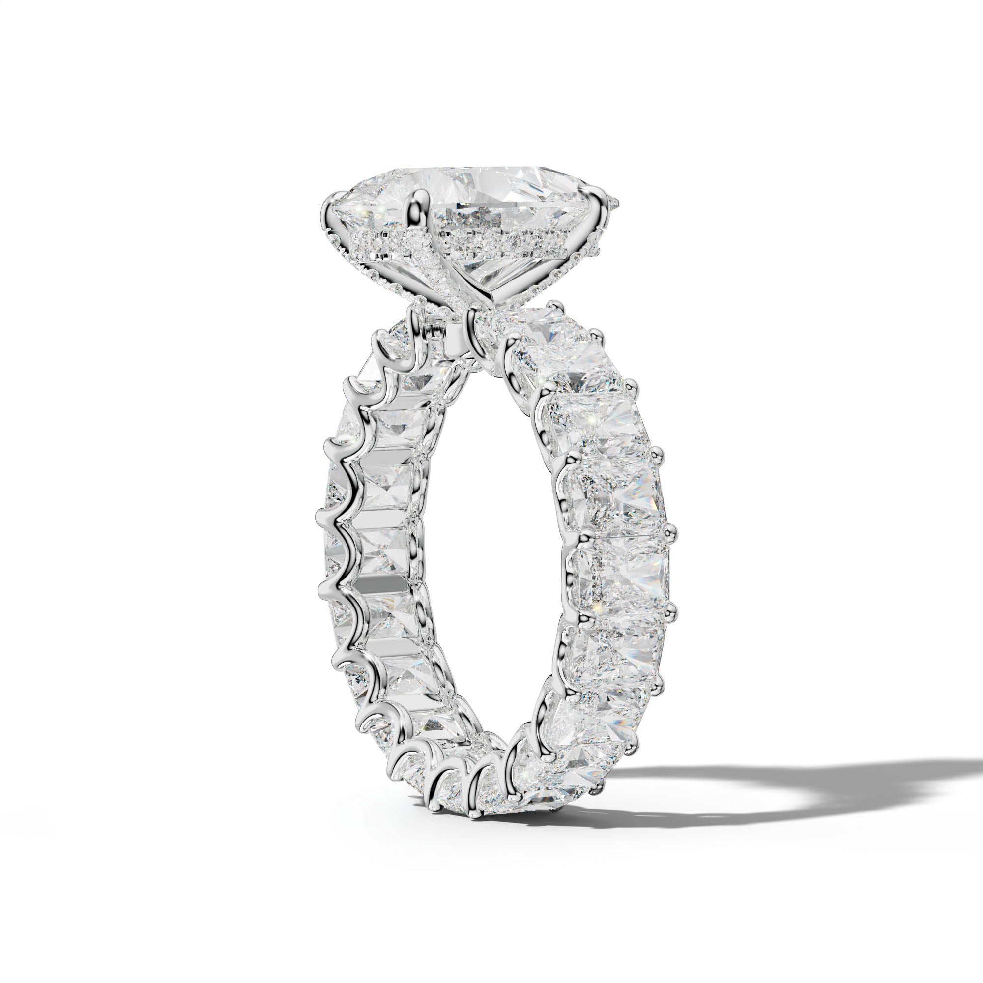 Parker Pear Shape Engagement Ring With Radiant Side Stones