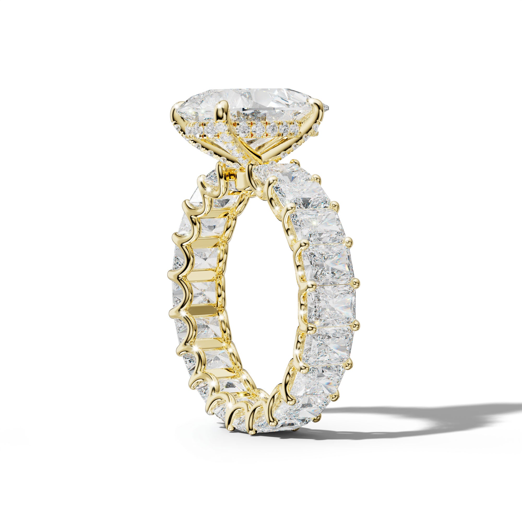 Parker Pear Shape Engagement Ring With Radiant Side Stones