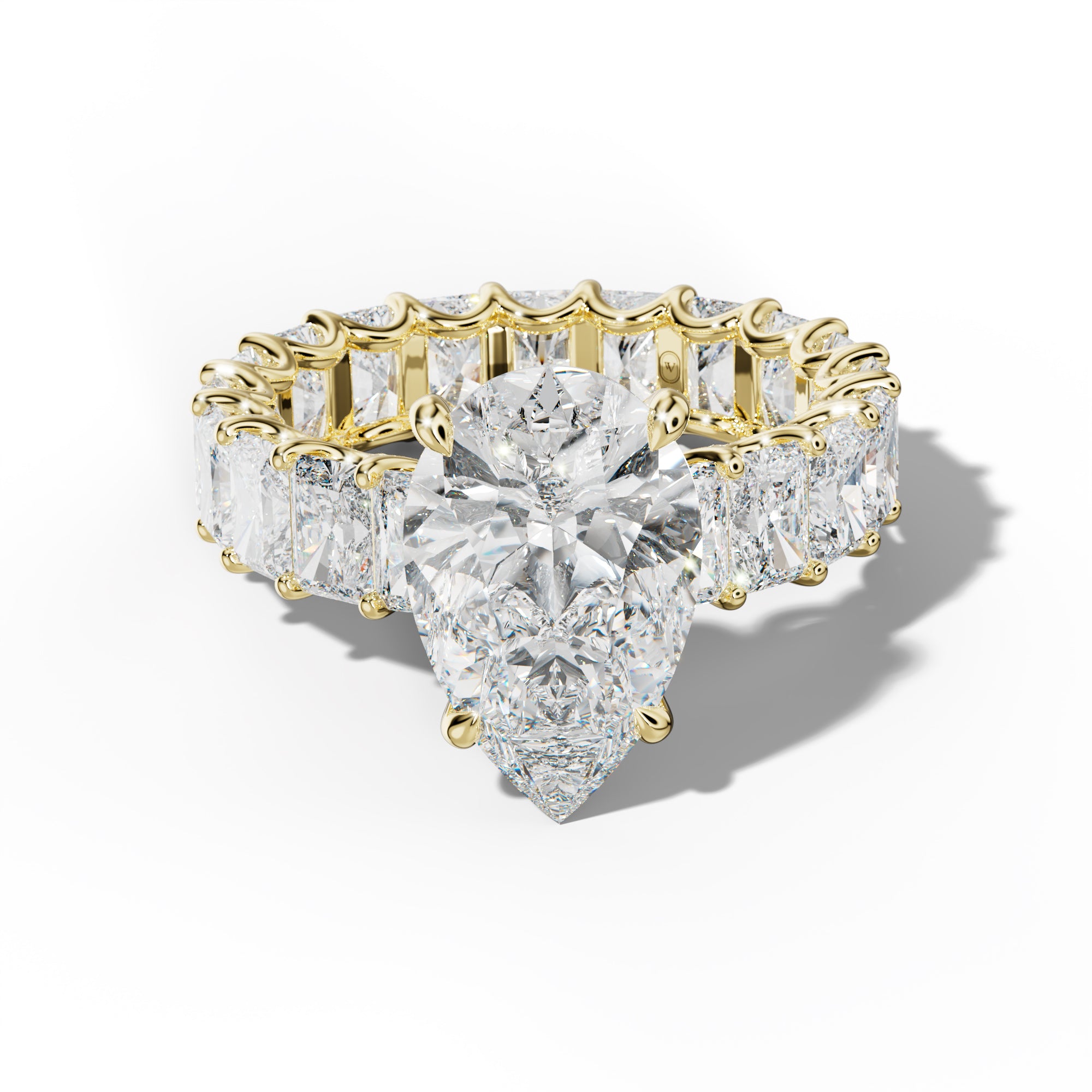 Parker Pear Shape Engagement Ring With Radiant Side Stones