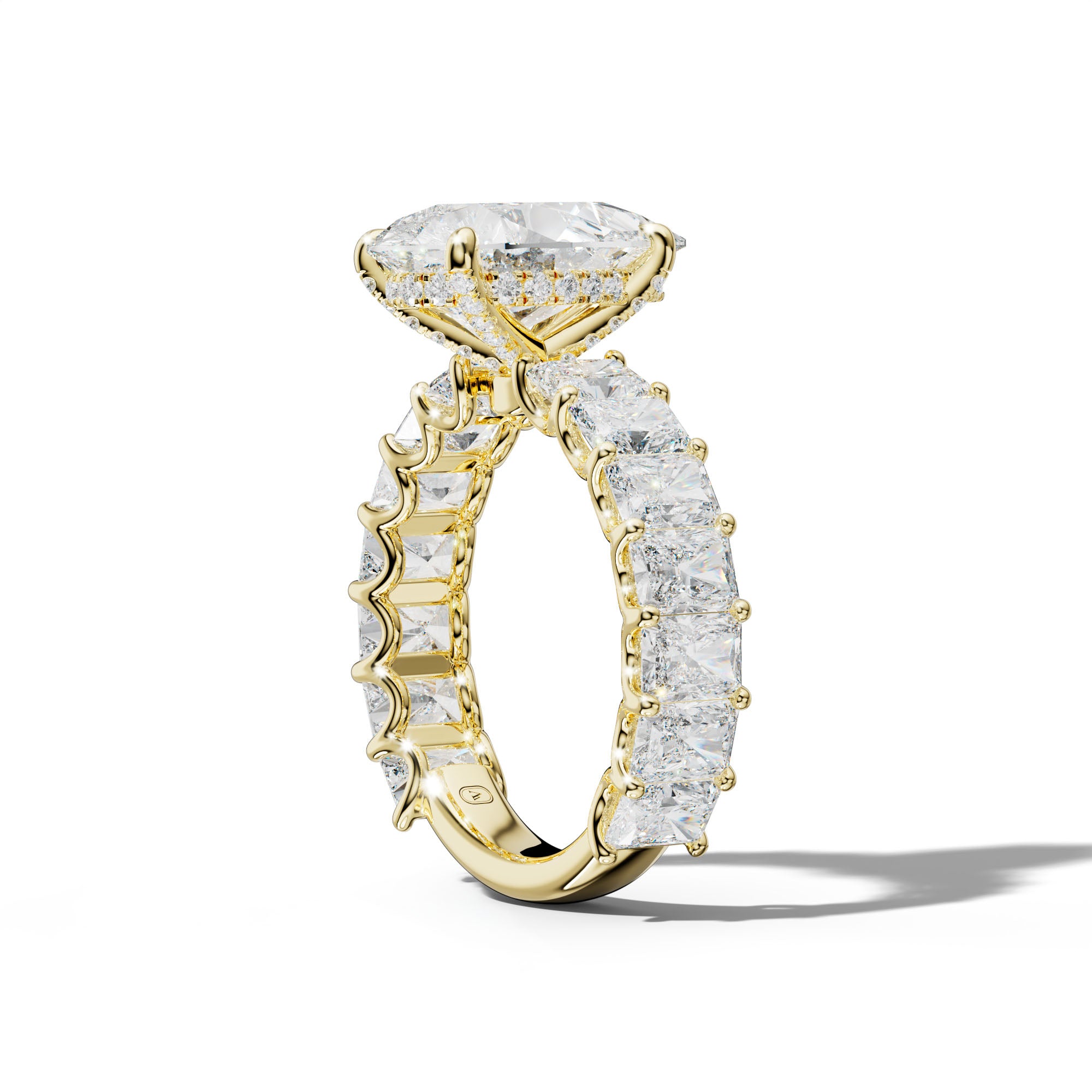 Catalina Pear Shape Engagement Ring With Radiant Side Stones