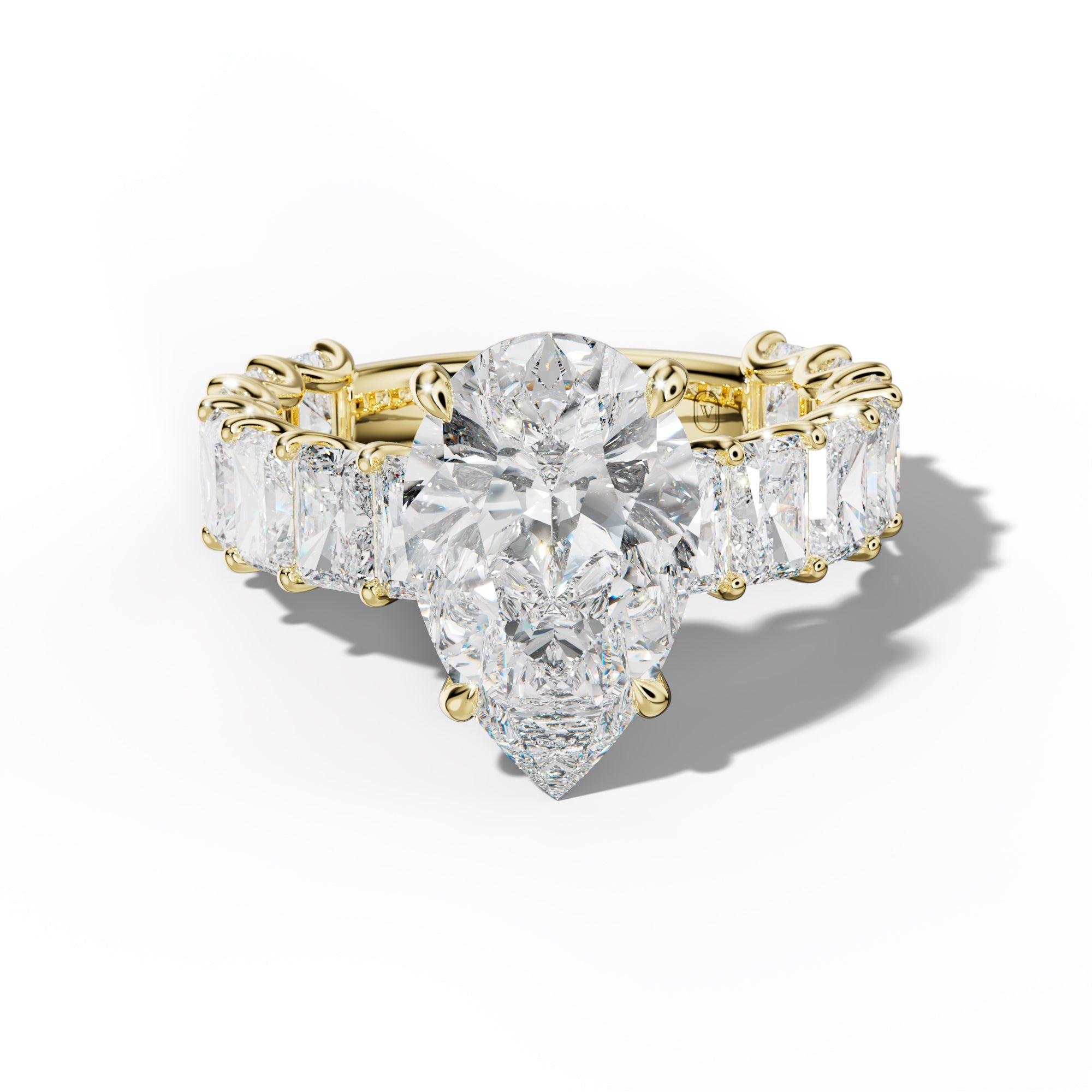 Catalina Pear Shape Engagement Ring With Radiant Side Stones