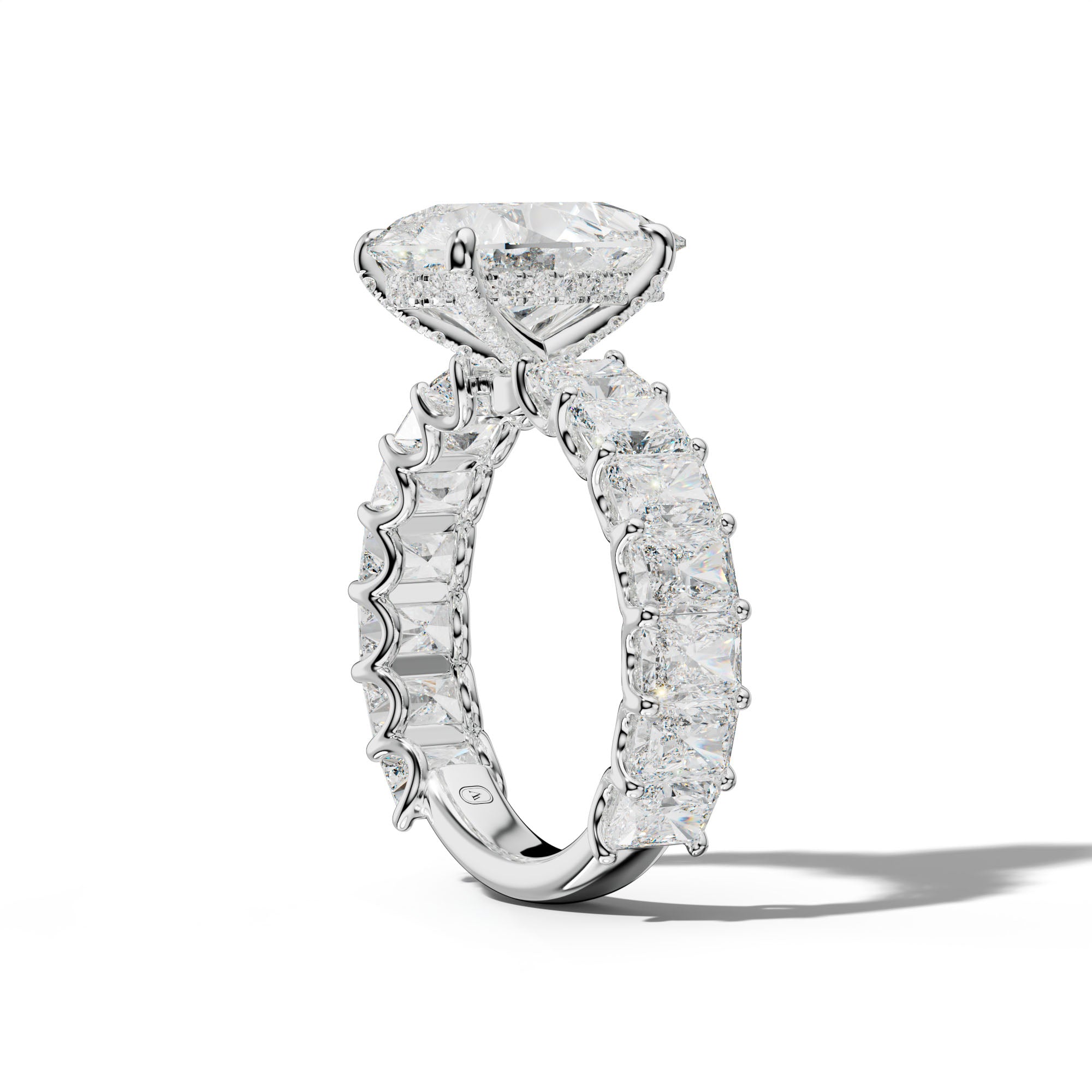 Catalina Pear Shape Engagement Ring With Radiant Side Stones
