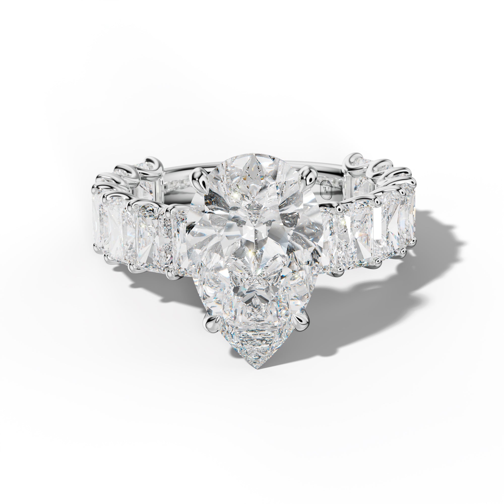 Catalina Pear Shape Engagement Ring With Radiant Side Stones