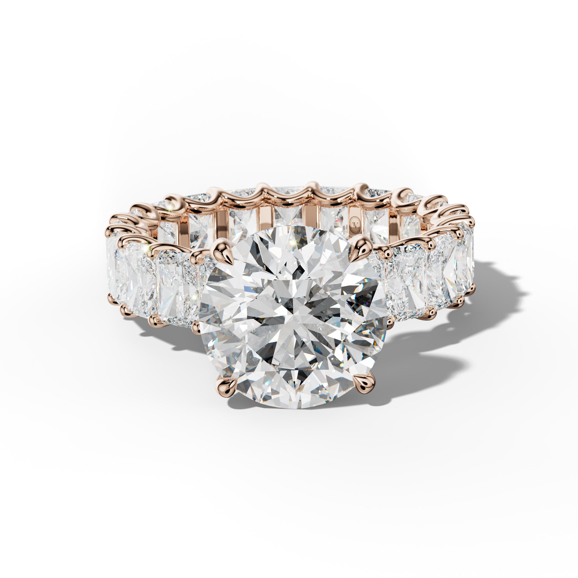 Parker Round Diamond Engagement Ring With Radiant Side Stones