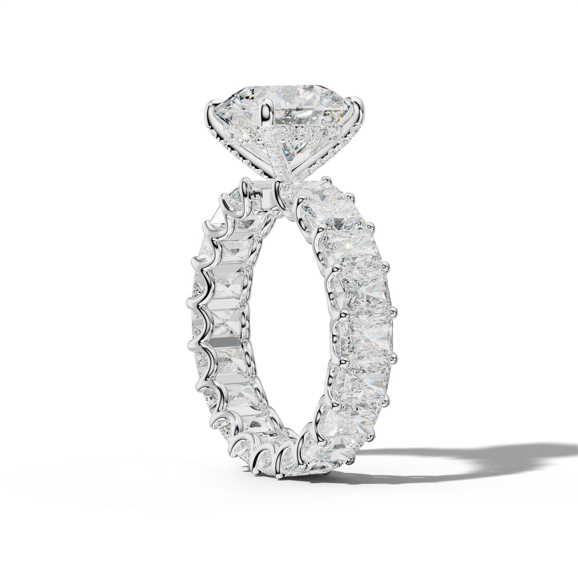 Parker Round Diamond Engagement Ring With Radiant Side Stones