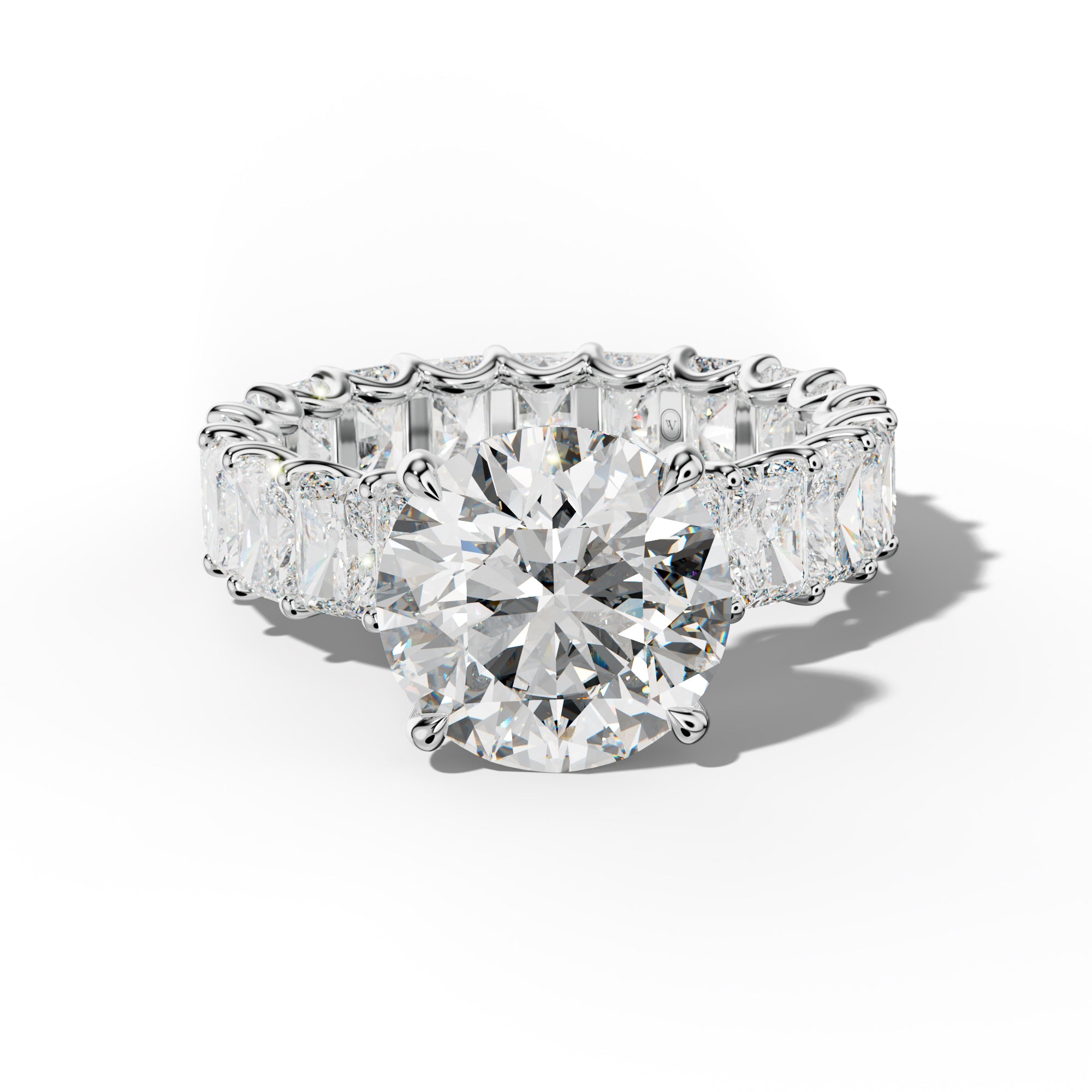 Parker Round Diamond Engagement Ring With Radiant Side Stones
