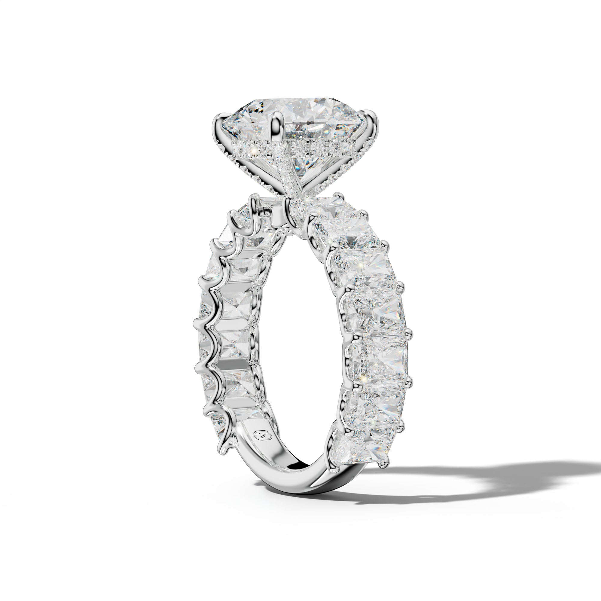 Catalina Round Diamond Engagement Ring With Radiant Side Stones