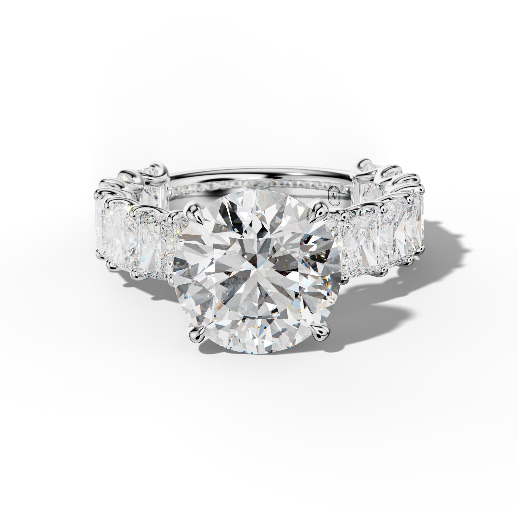 Catalina Round Diamond Engagement Ring With Radiant Side Stones