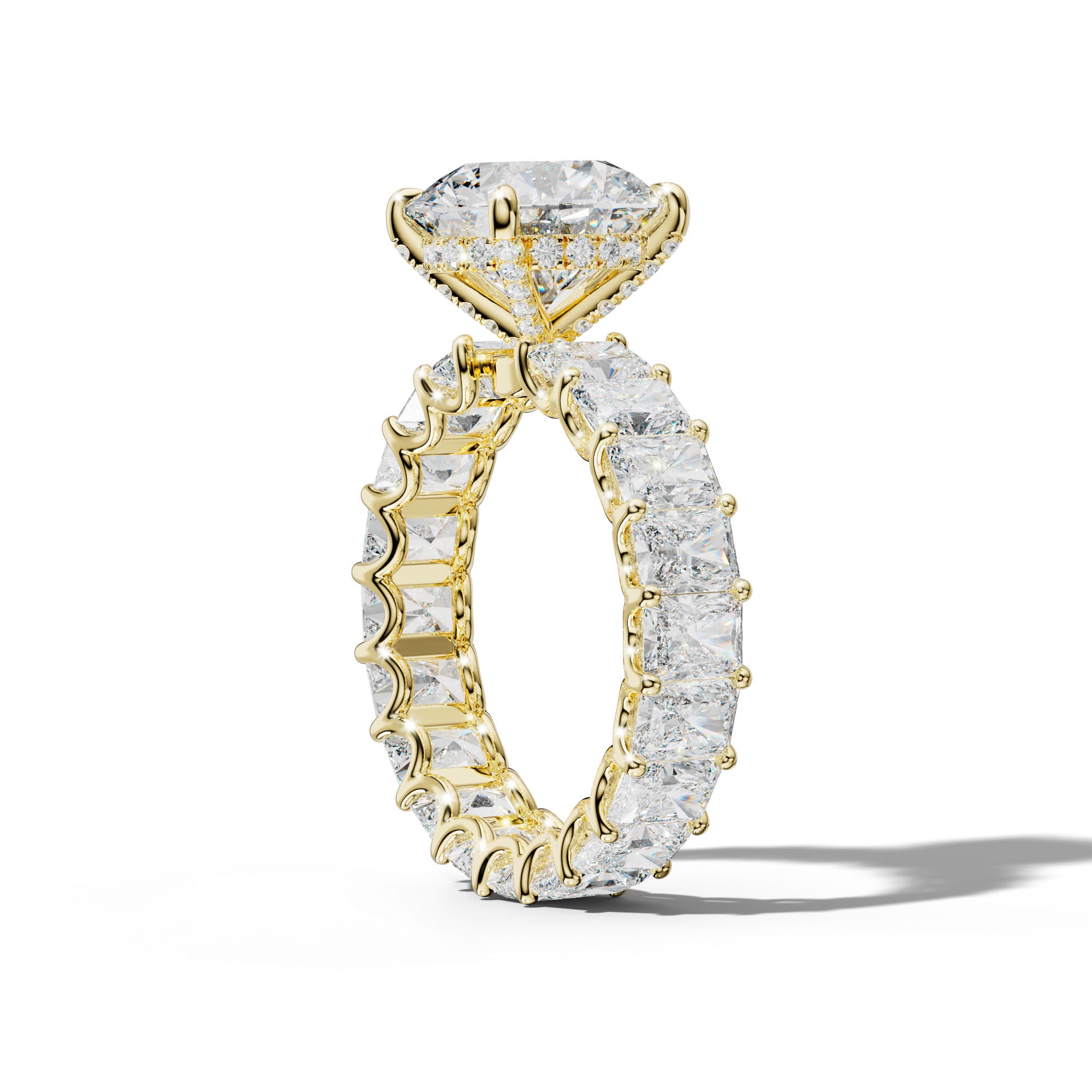 Parker Round Diamond Engagement Ring With Radiant Side Stones