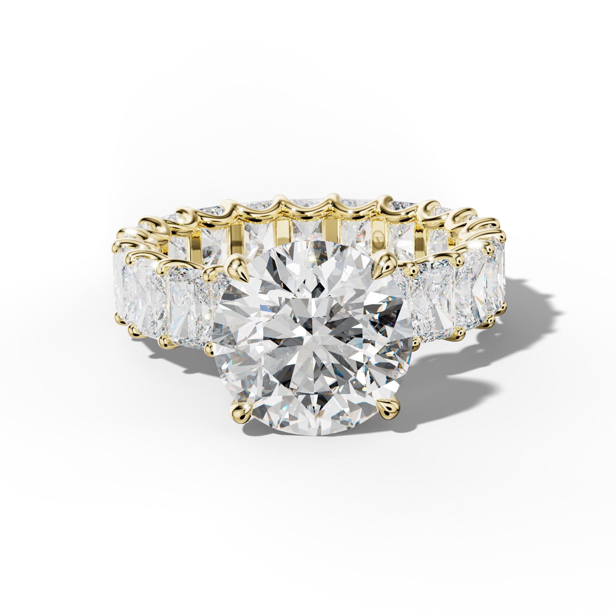 Parker Round Diamond Engagement Ring With Radiant Side Stones