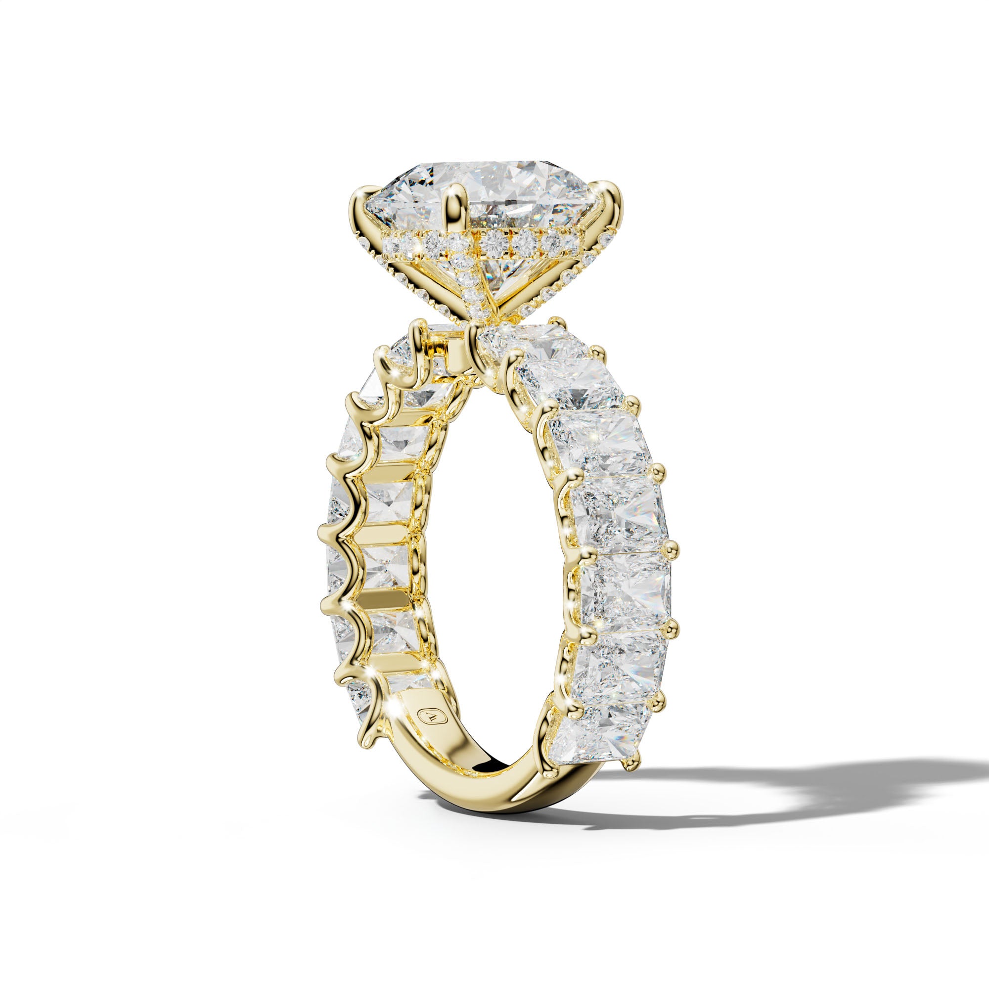 Catalina Round Diamond Engagement Ring With Radiant Side Stones