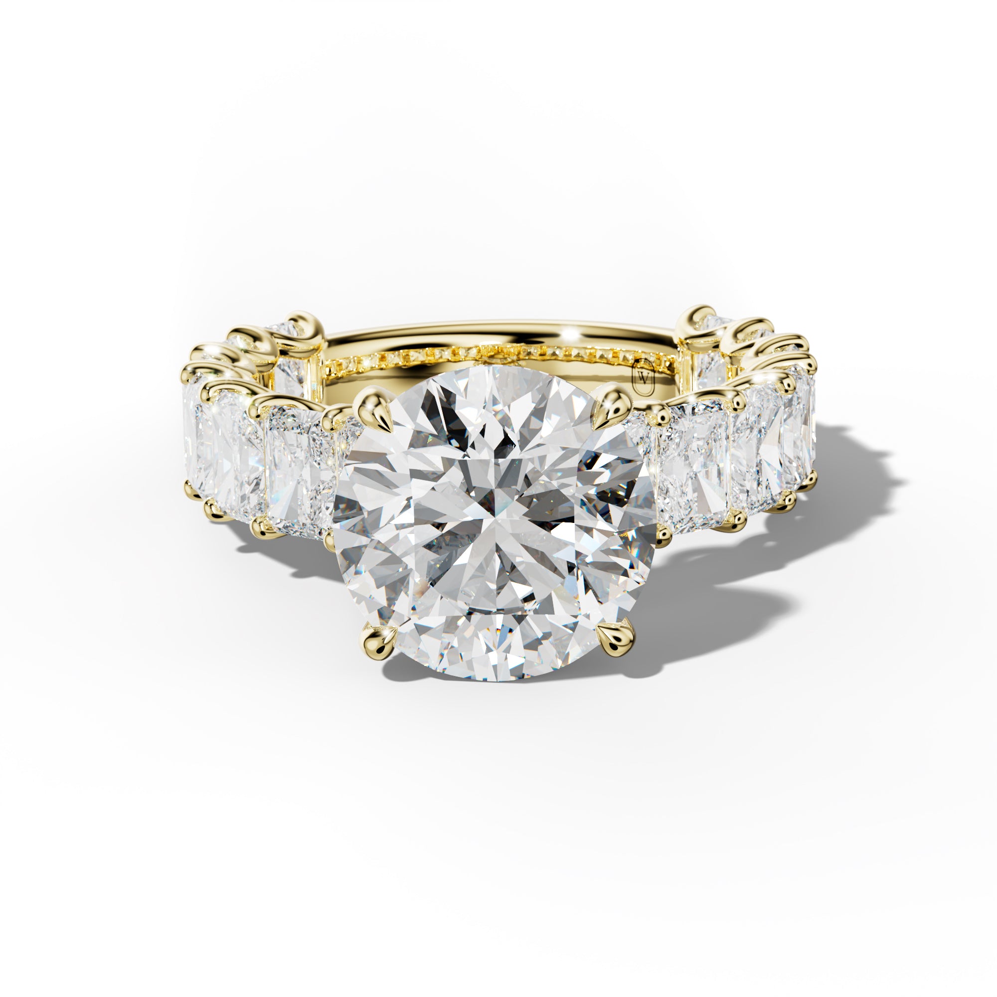 Catalina Round Diamond Engagement Ring With Radiant Side Stones