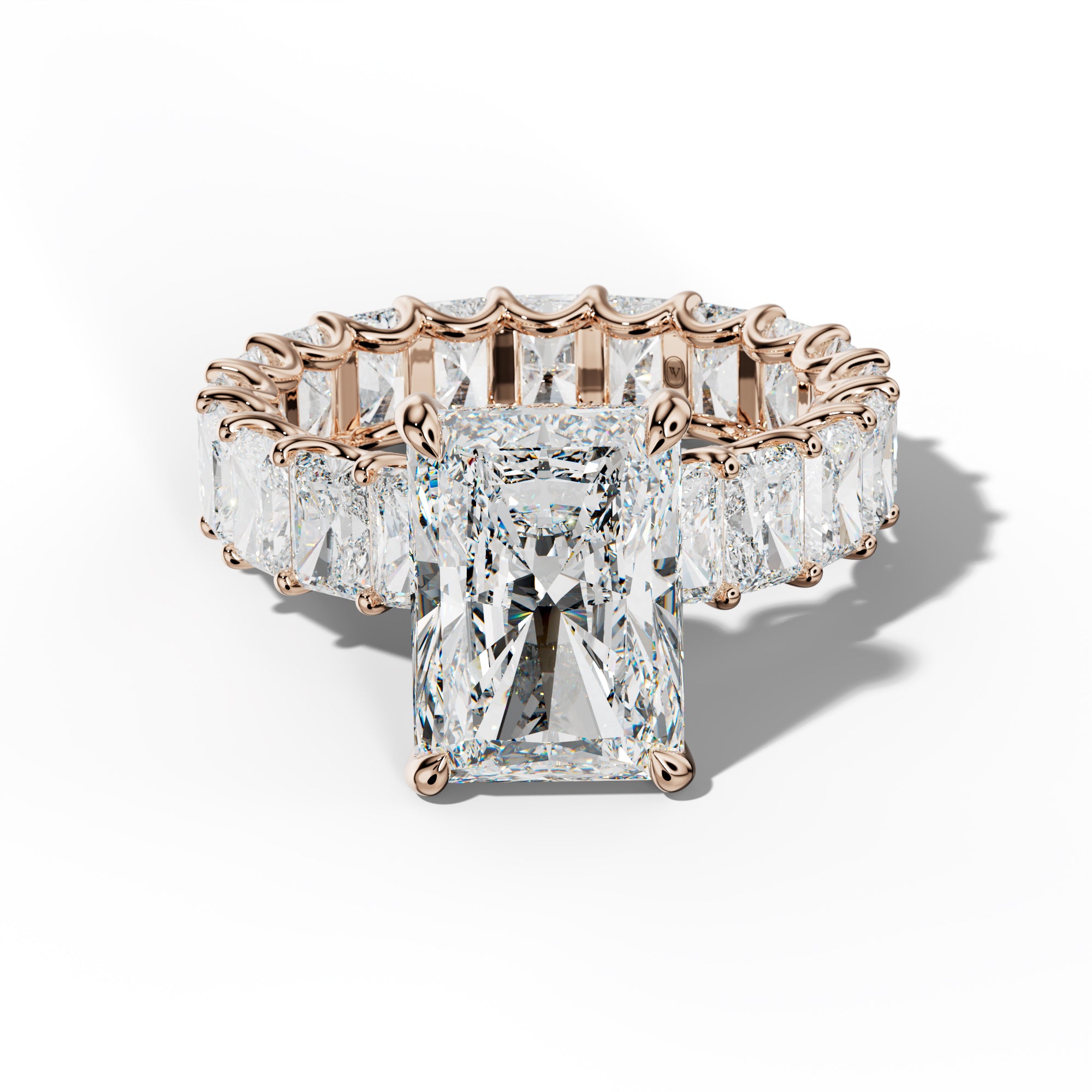 Parker Radiant Diamond Engagement Ring With Radiant Side Stones