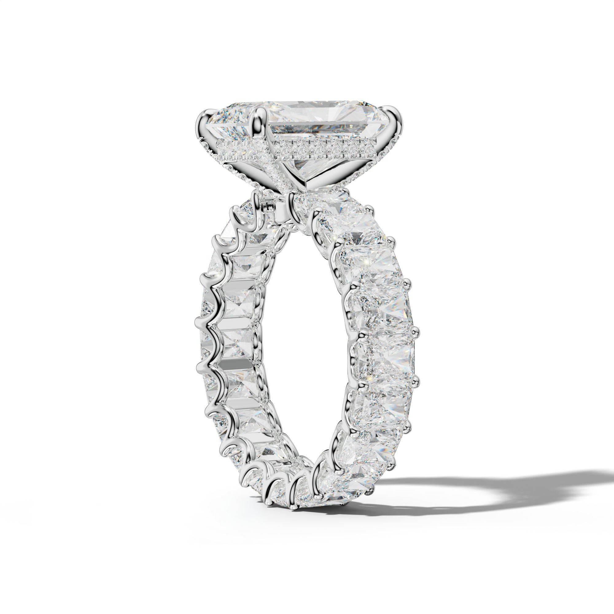 Parker Radiant Diamond Engagement Ring With Radiant Side Stones