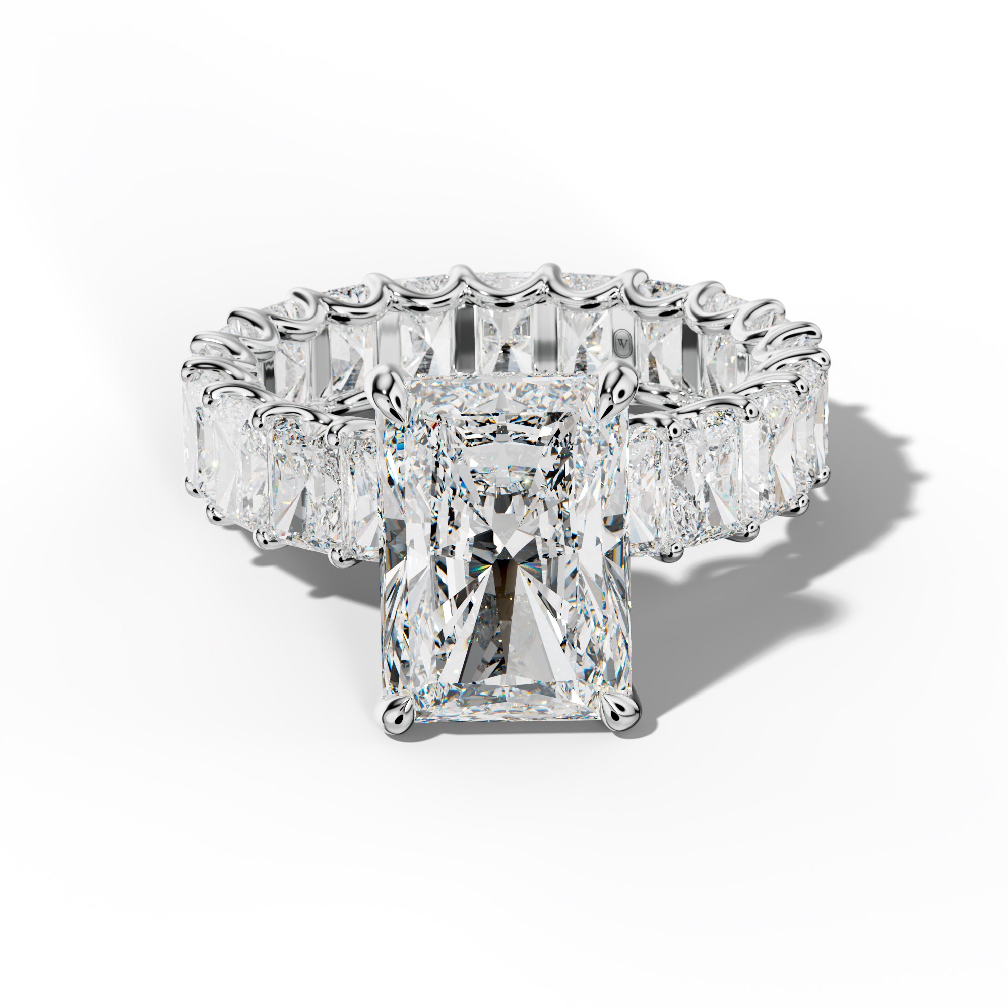 Parker Radiant Diamond Engagement Ring With Radiant Side Stones