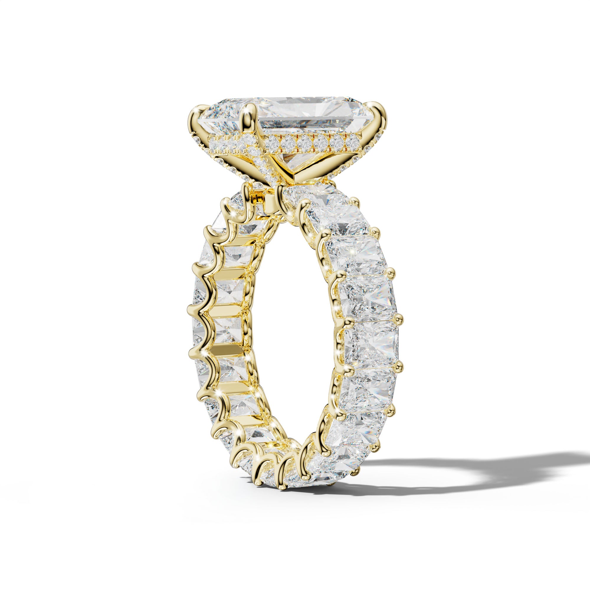 Parker Radiant Diamond Engagement Ring With Radiant Side Stones