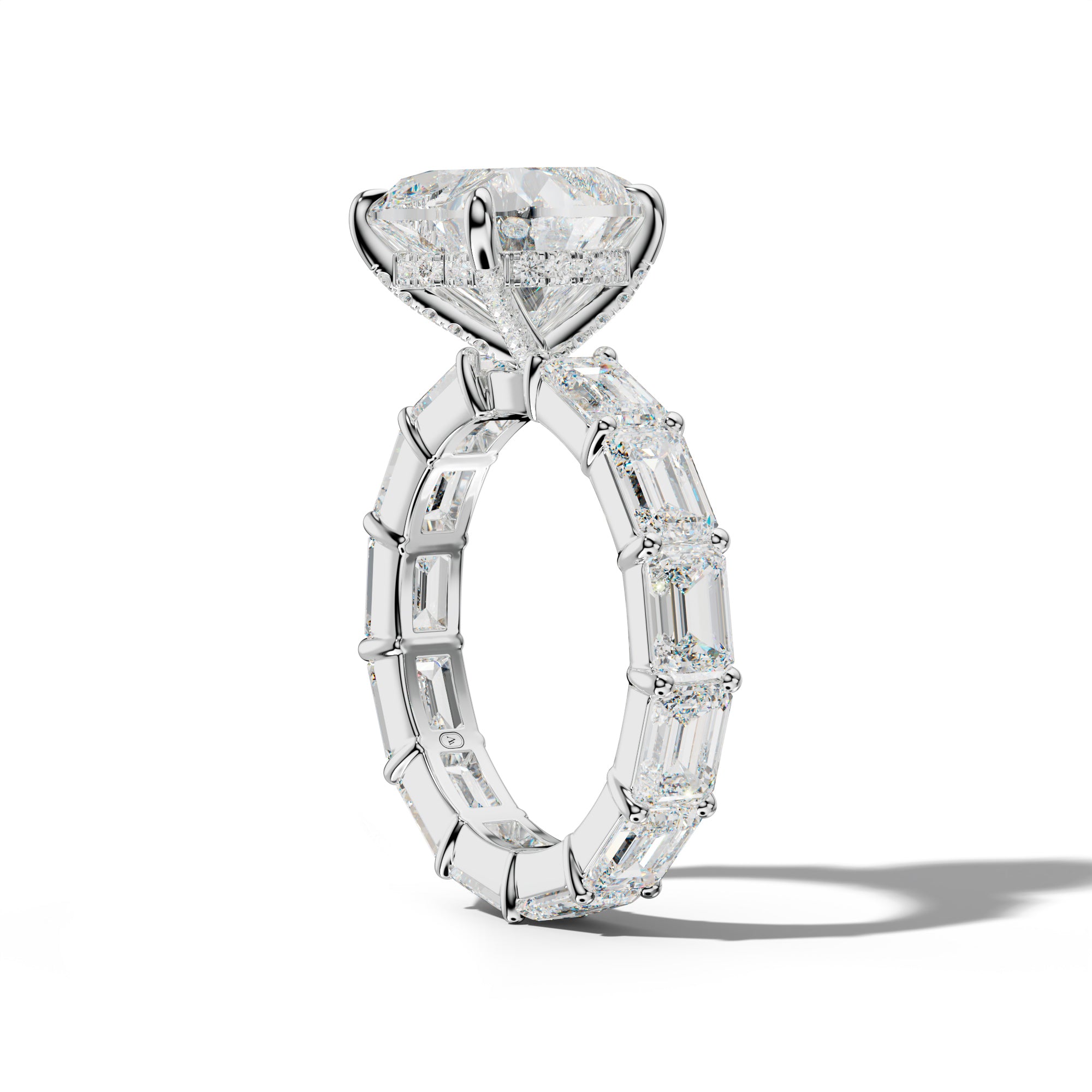 Romina Heart Diamond Engagement Ring With East West Emerald Cut Side Stones