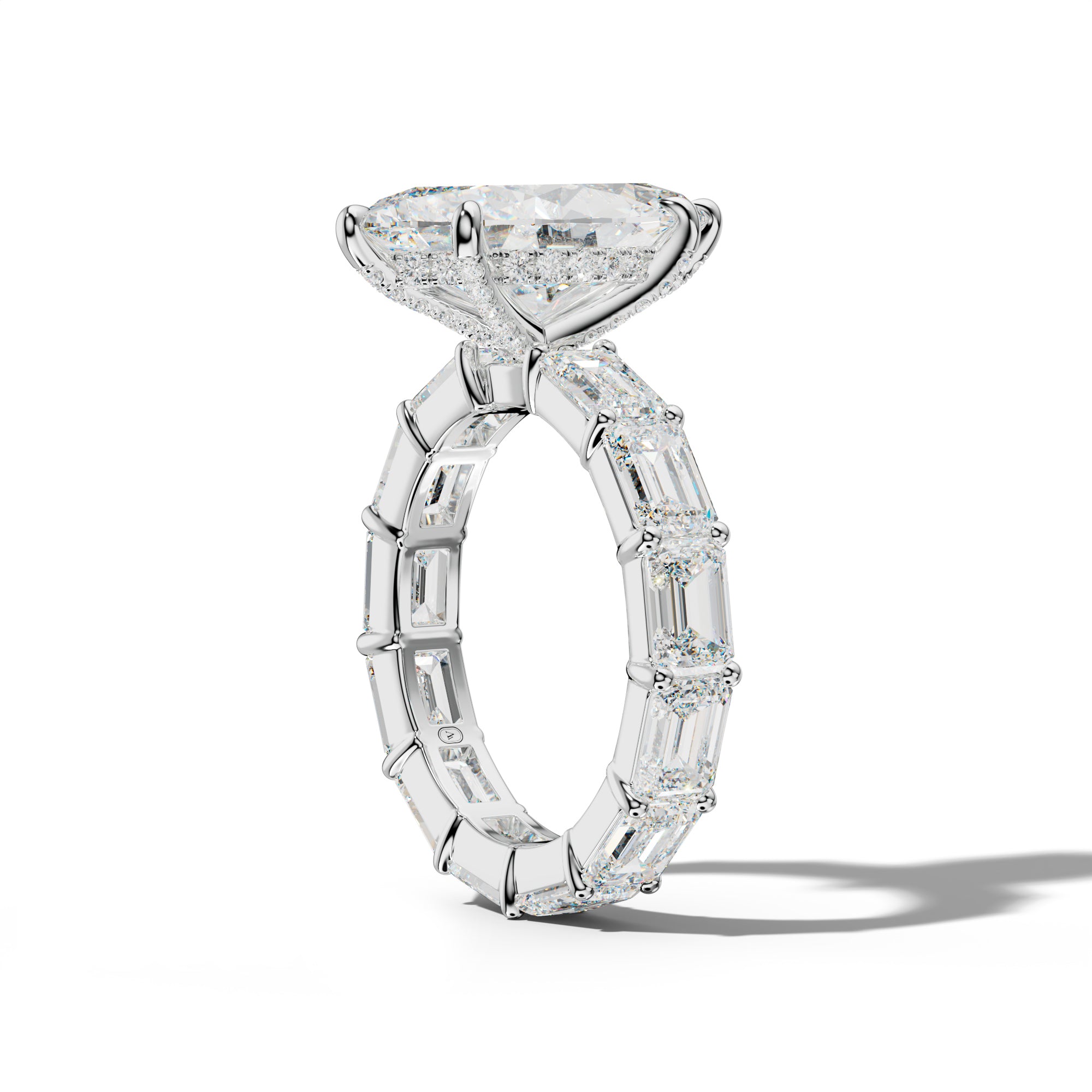 Romina Marquise Diamond Engagement Ring With East West Emerald Cut Side Stones
