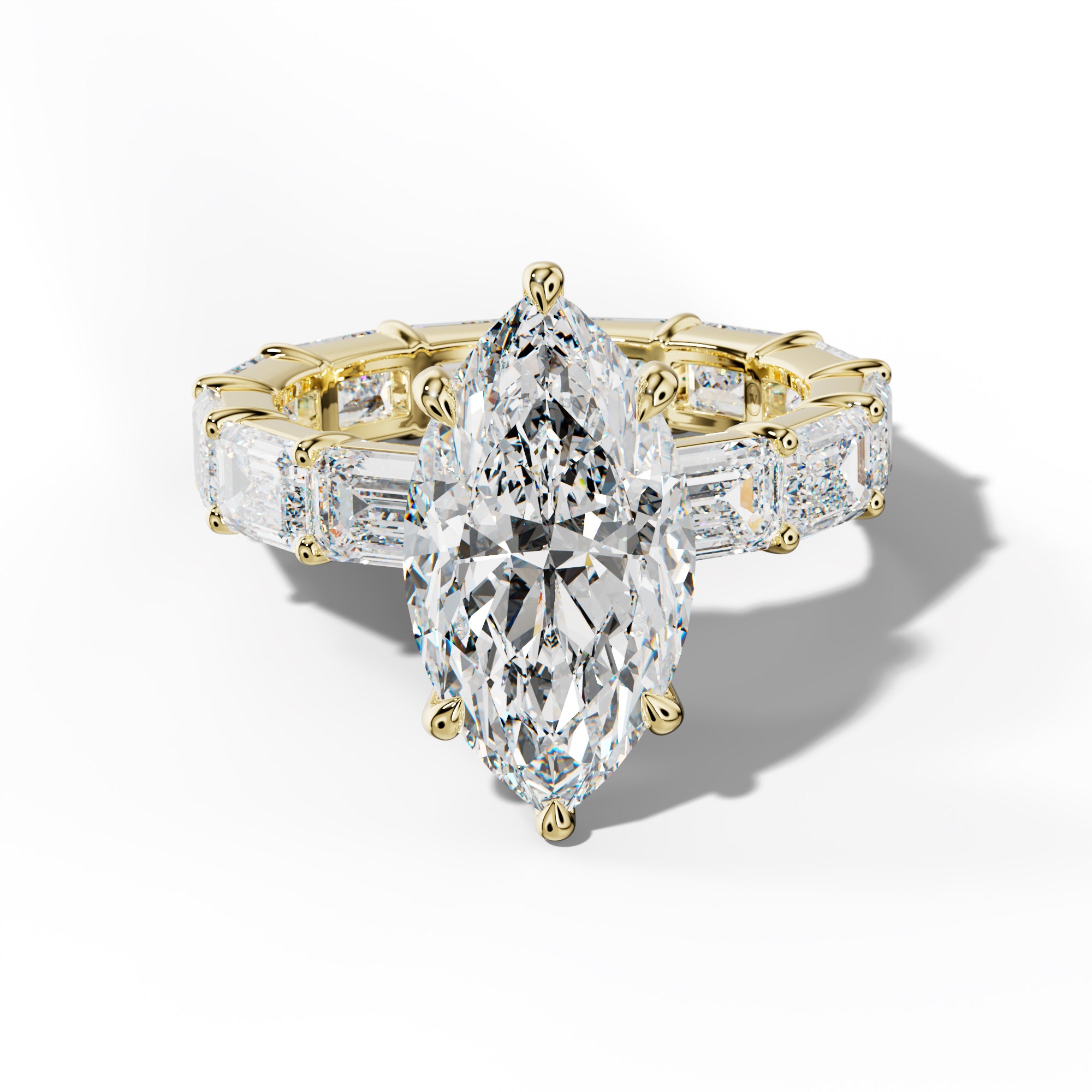 Romina Marquise Diamond Engagement Ring With East West Emerald Cut Side Stones