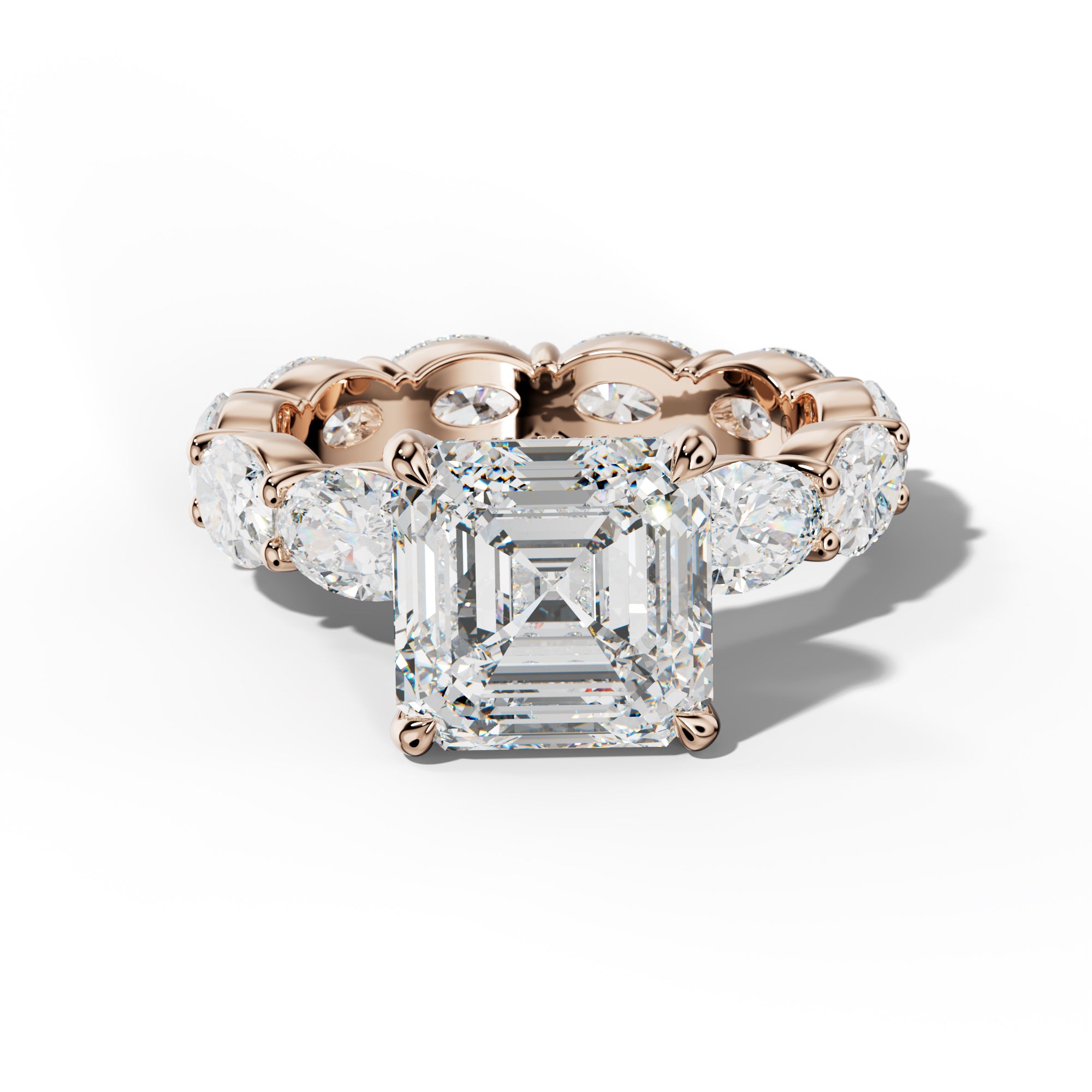 Margaret Asscher Diamond Engagement Ring With East West Oval Side Stones