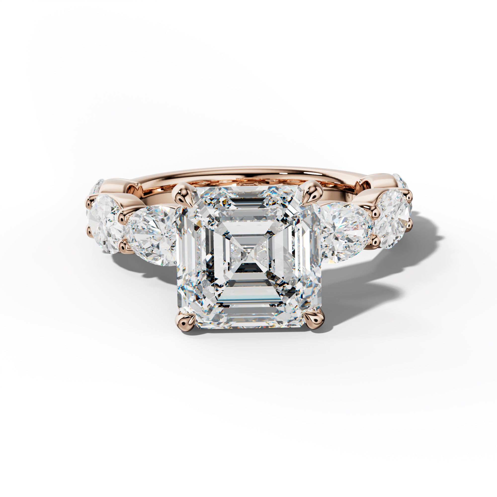 Katherine Asscher Diamond Engagement Ring With East West Oval Side Stones